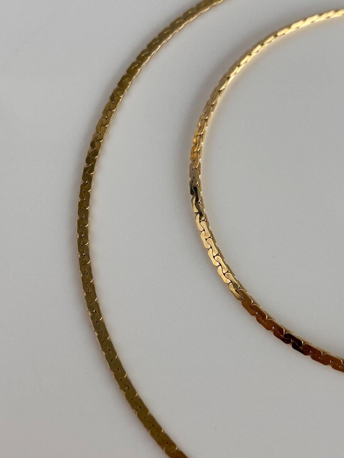 Vintage Solid 14k Yellow Gold Flat C Link Chain Necklace - 18.5 inches