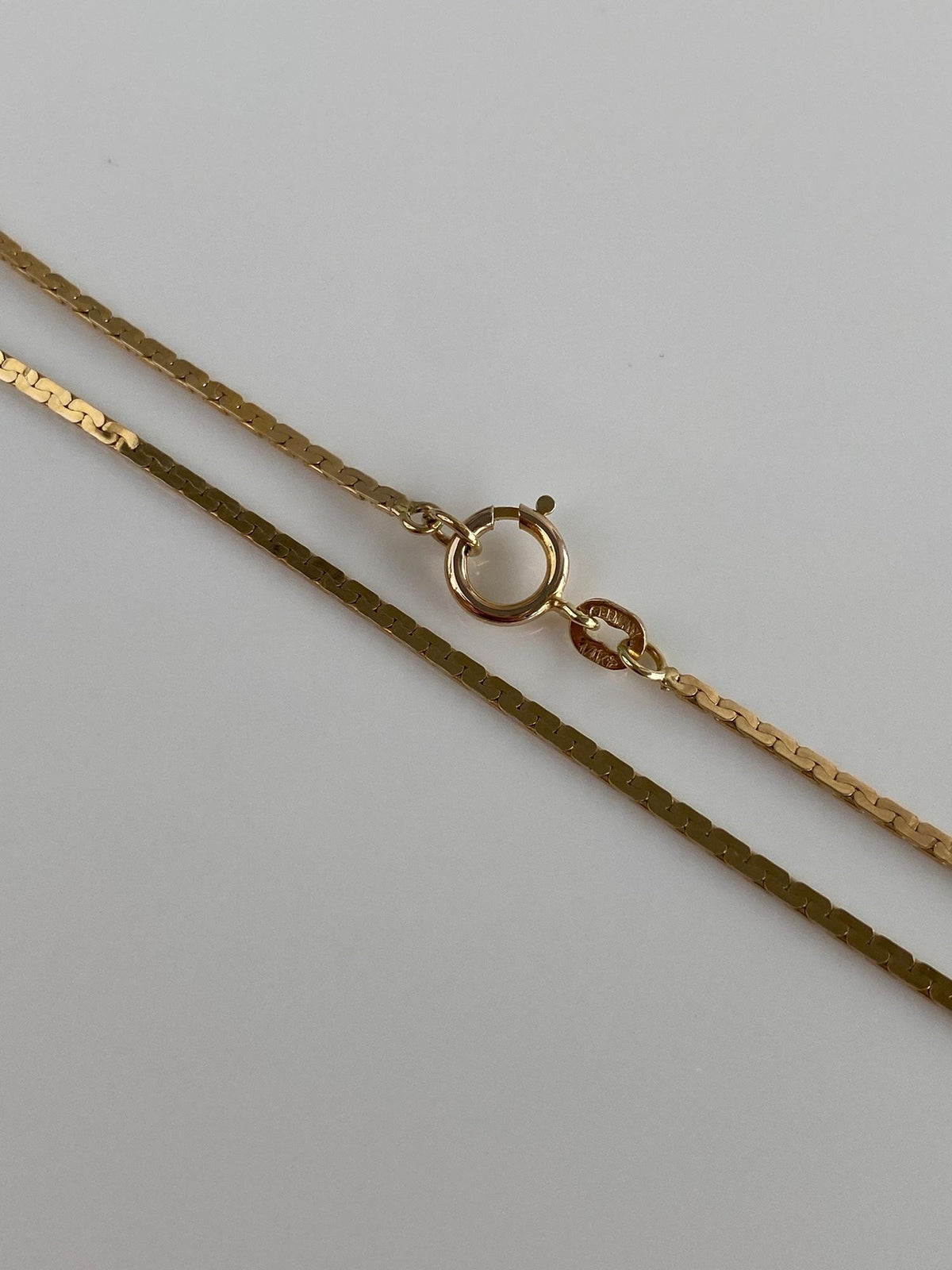 Vintage Solid 14k Yellow Gold Flat C Link Chain Necklace - 18.5 inches