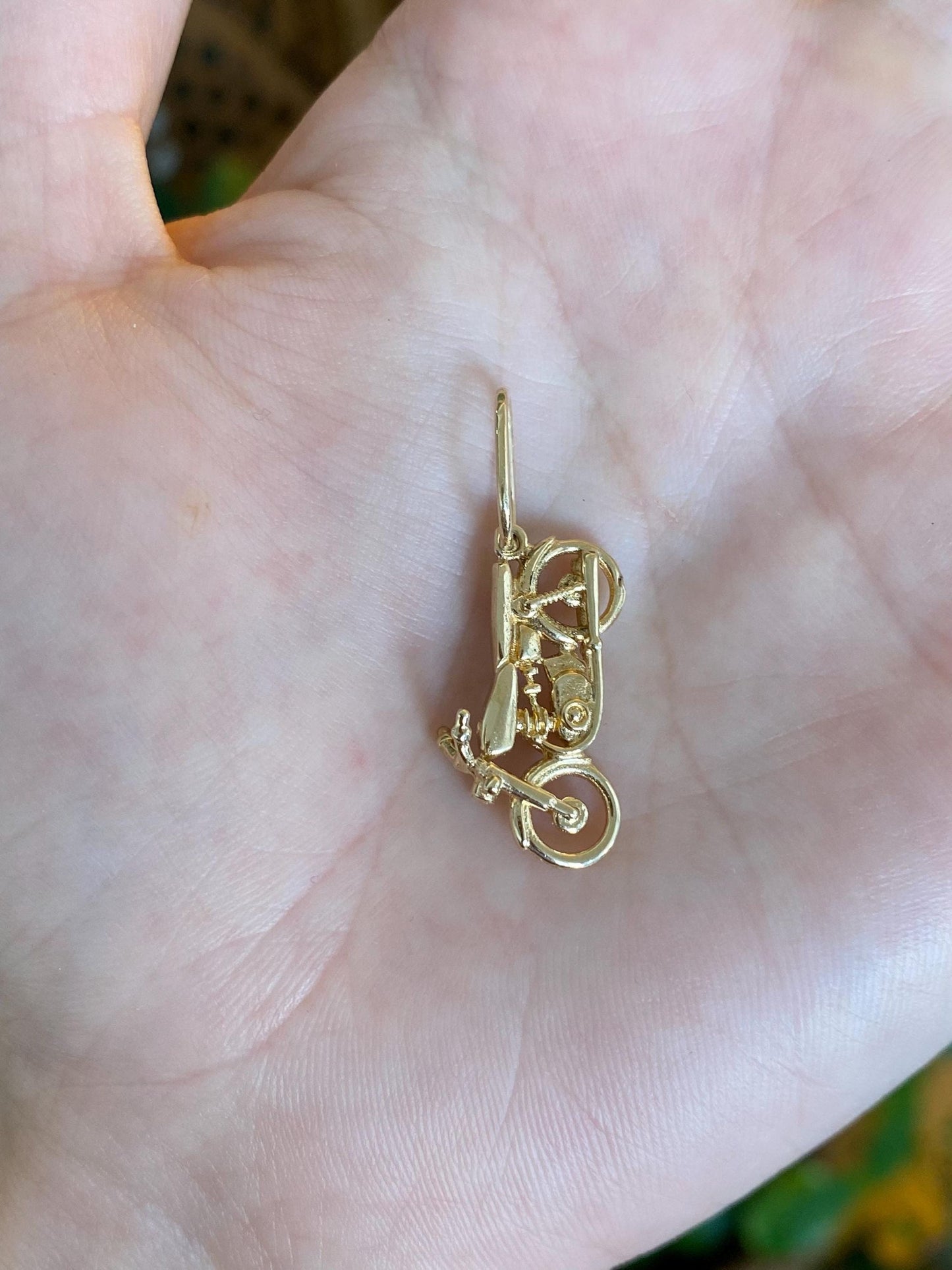 Vintage Solid 12k Yellow Gold Motorcycle Charm