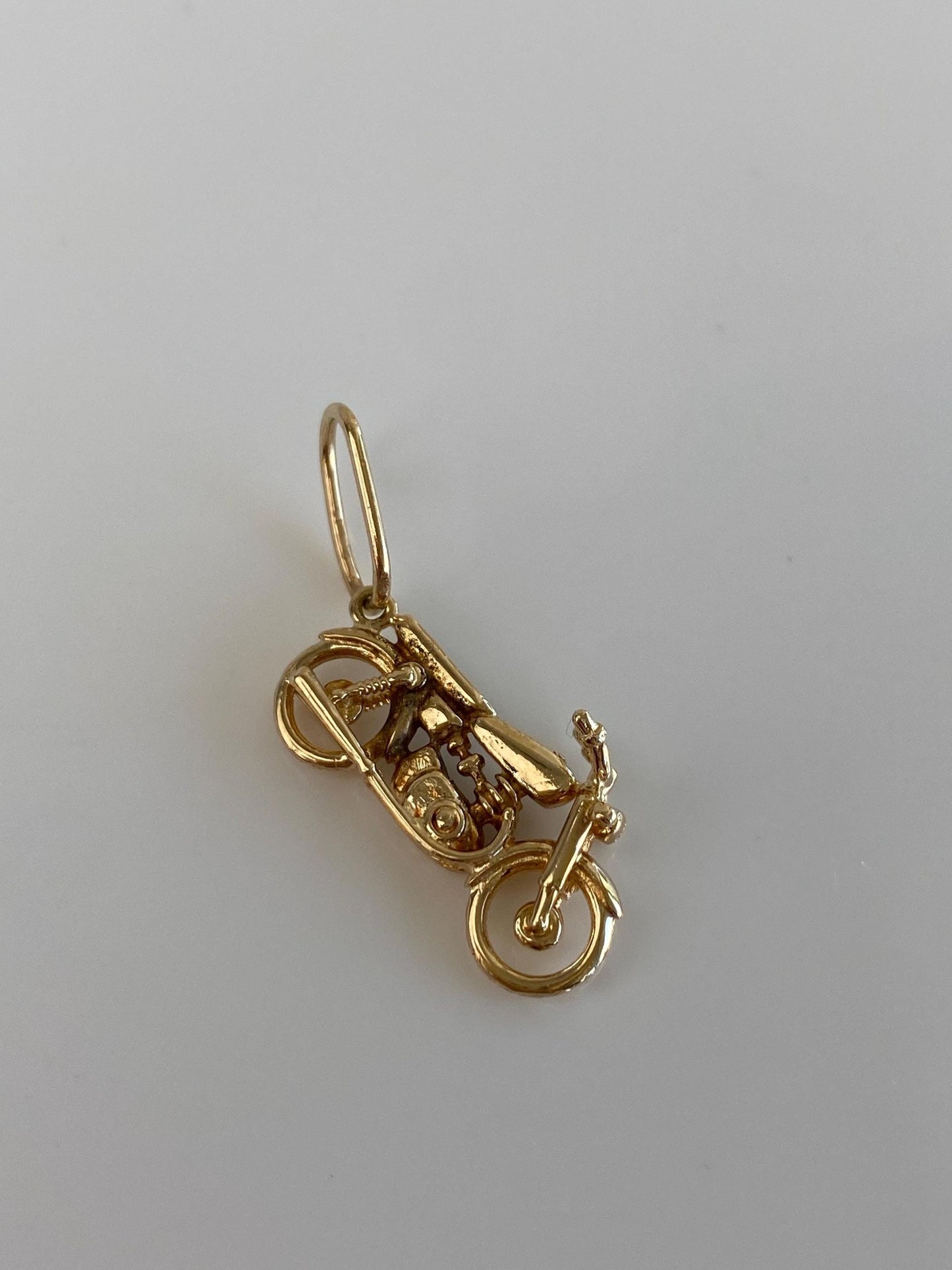 Vintage Solid 12k Yellow Gold Motorcycle Charm