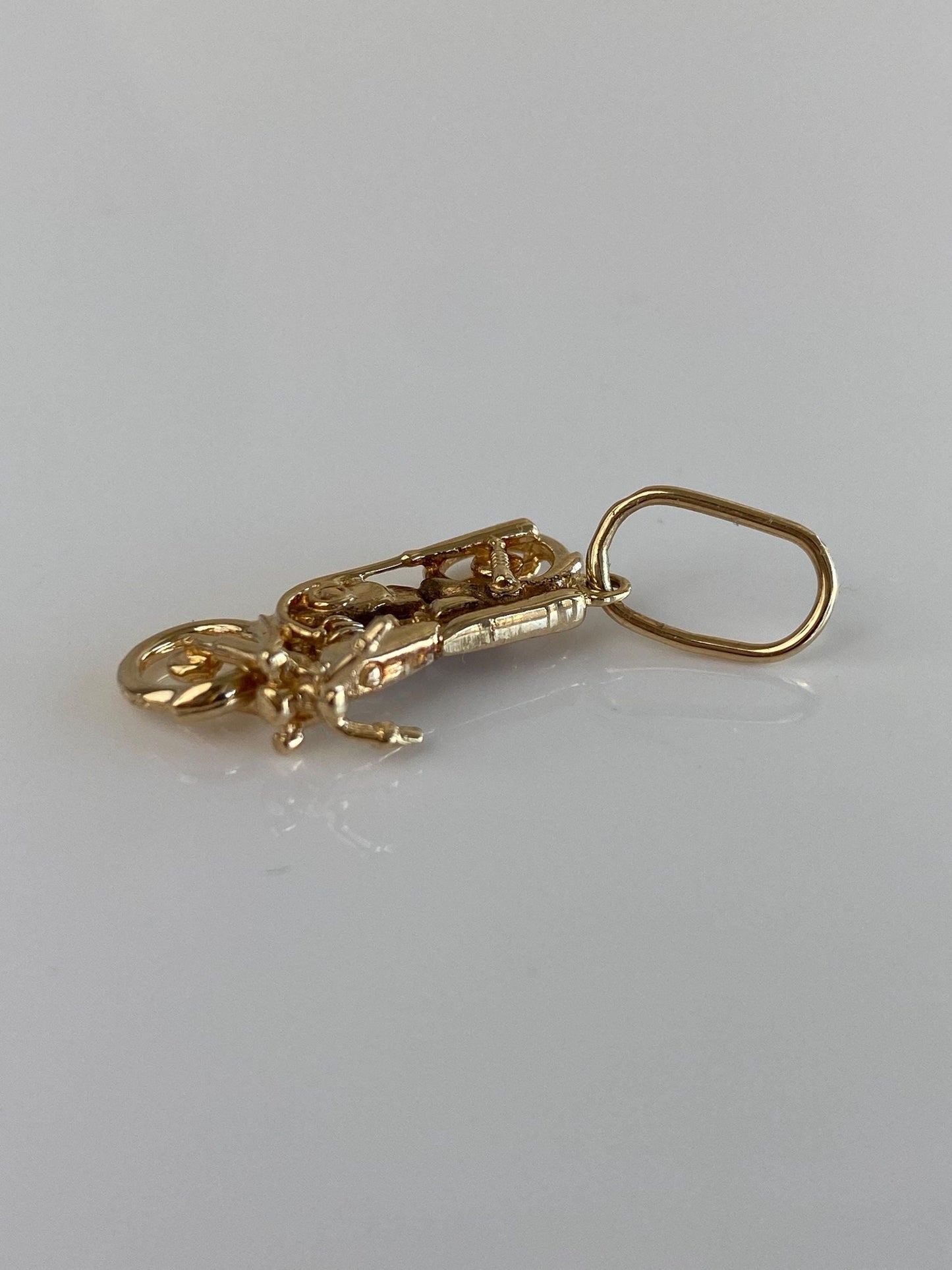 Vintage Solid 12k Yellow Gold Motorcycle Charm