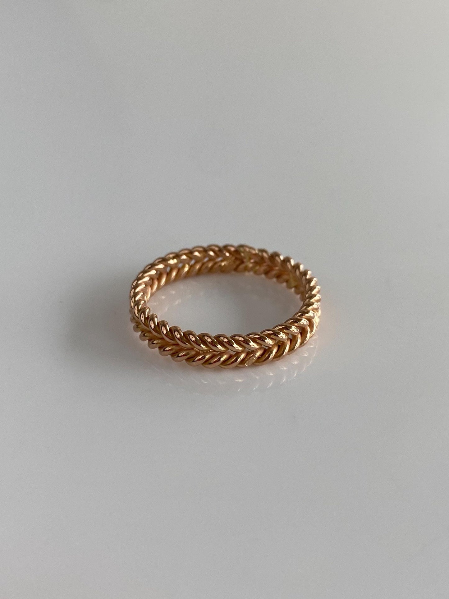 Vintage Solid 18k Rose Gold Double Rope Ring Band - Size 7.25