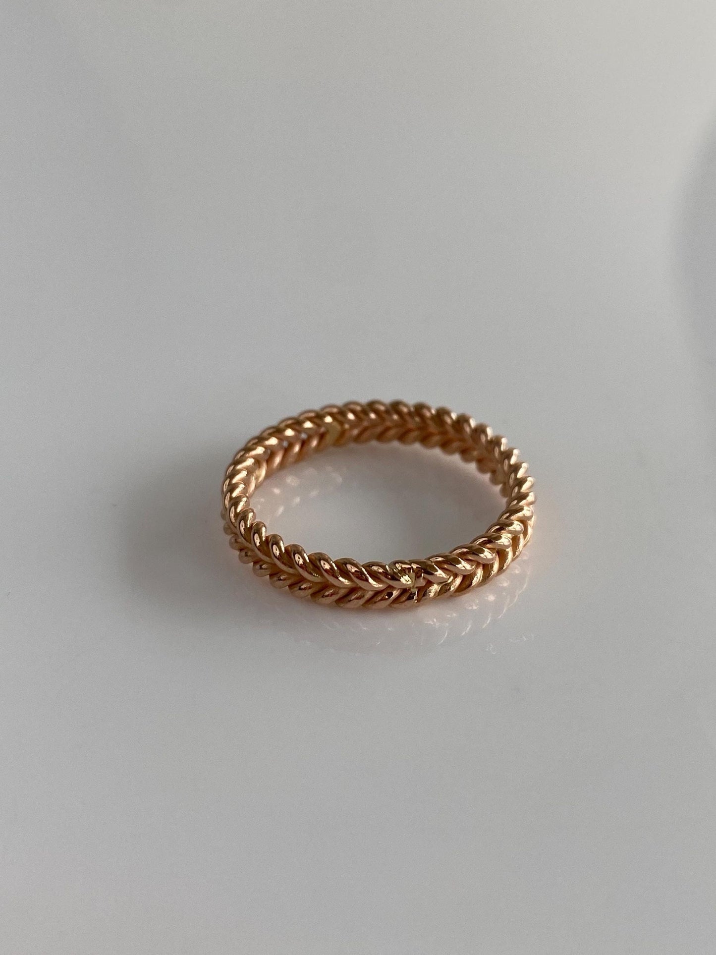 Vintage Solid 18k Rose Gold Double Rope Ring Band - Size 7.25