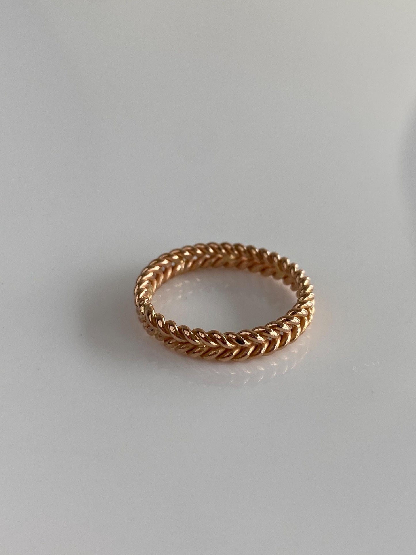 Vintage Solid 18k Rose Gold Double Rope Ring Band - Size 7.25