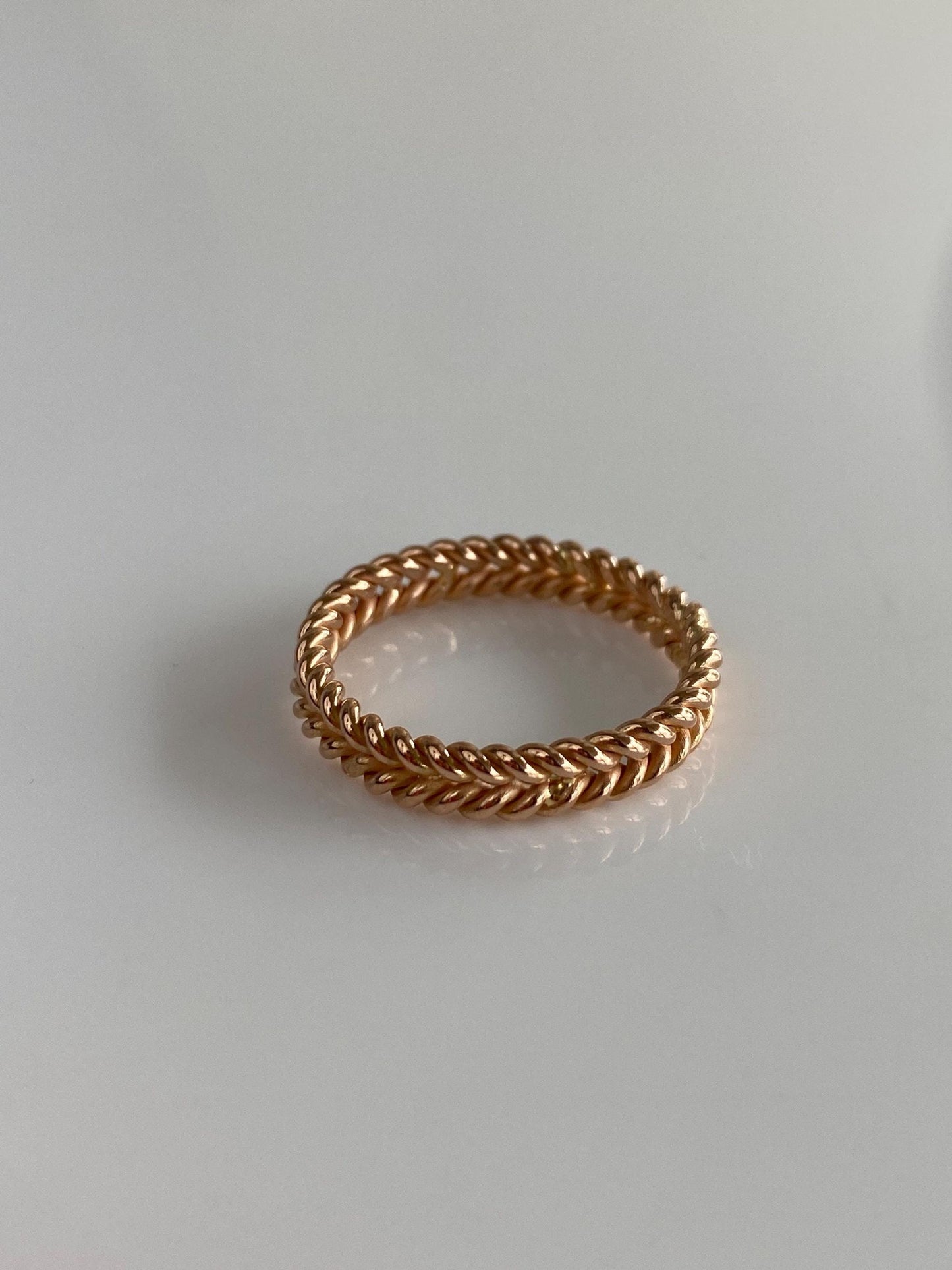 Vintage Solid 18k Rose Gold Double Rope Ring Band - Size 7.25