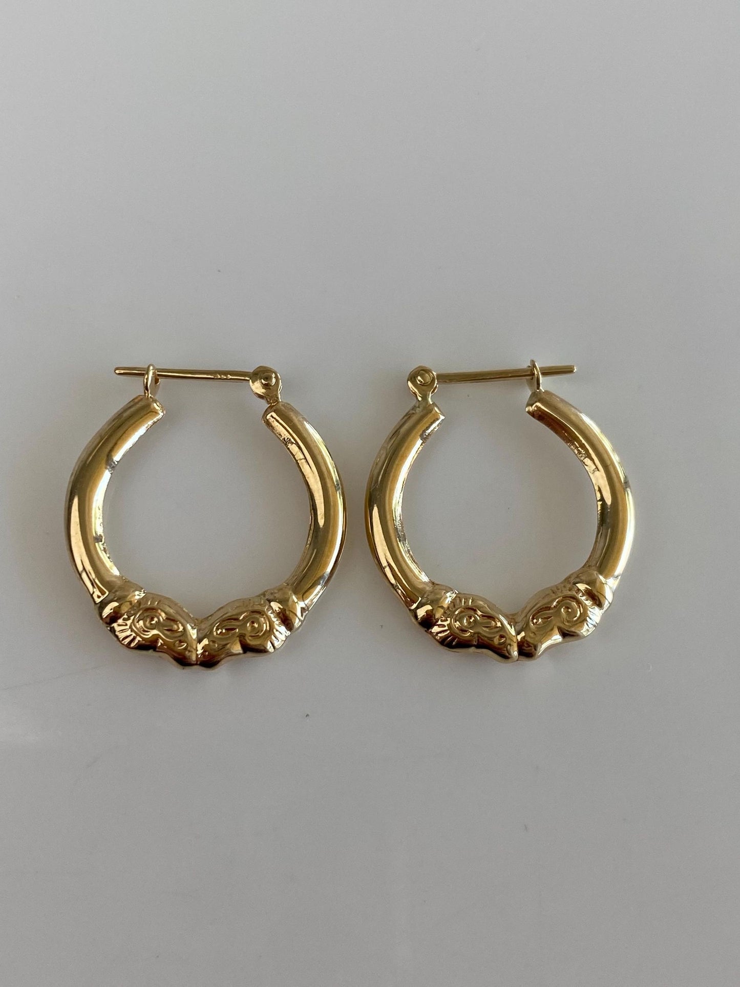 Vintage 14k Yellow Gold Ram Hoop Earrings
