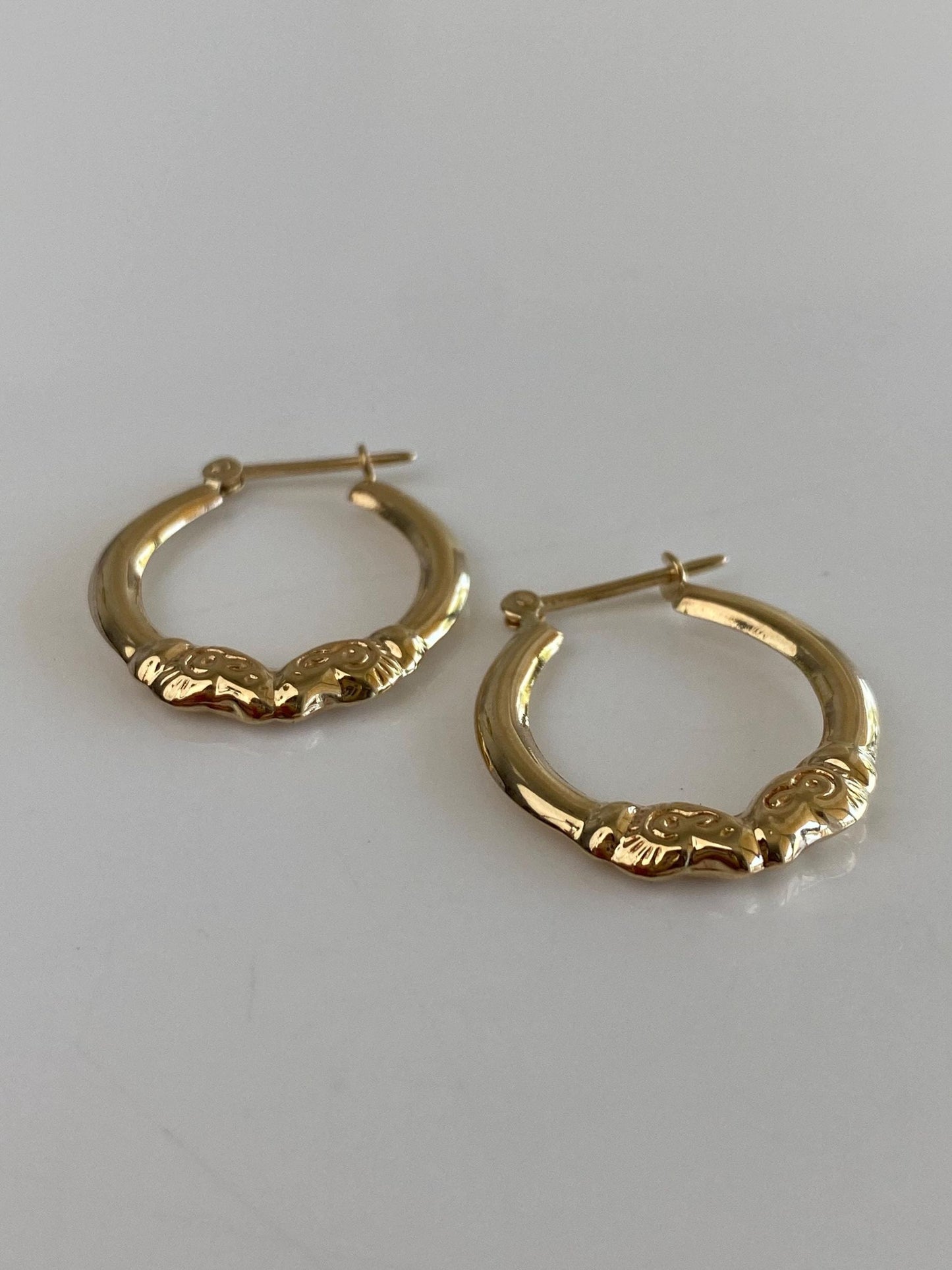 Vintage 14k Yellow Gold Ram Hoop Earrings