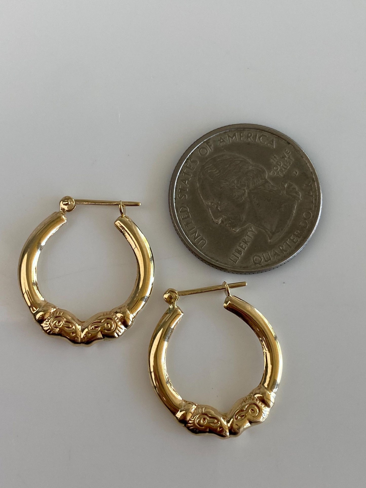 Vintage 14k Yellow Gold Ram Hoop Earrings