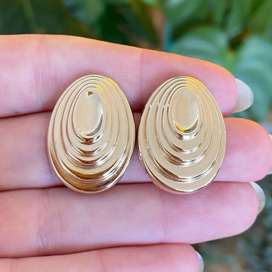 Vintage 14k Yellow Gold Domed Drop Earrings