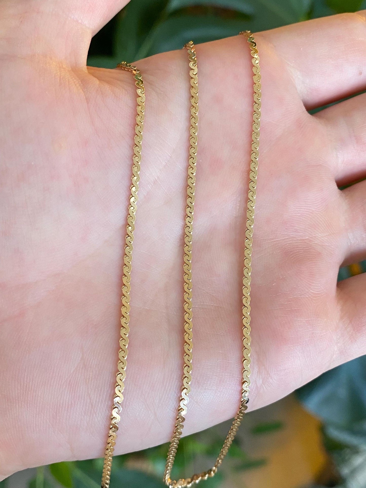 Vintage Solid 14k Yellow Gold Serpentine Chain Necklace - 19 inches