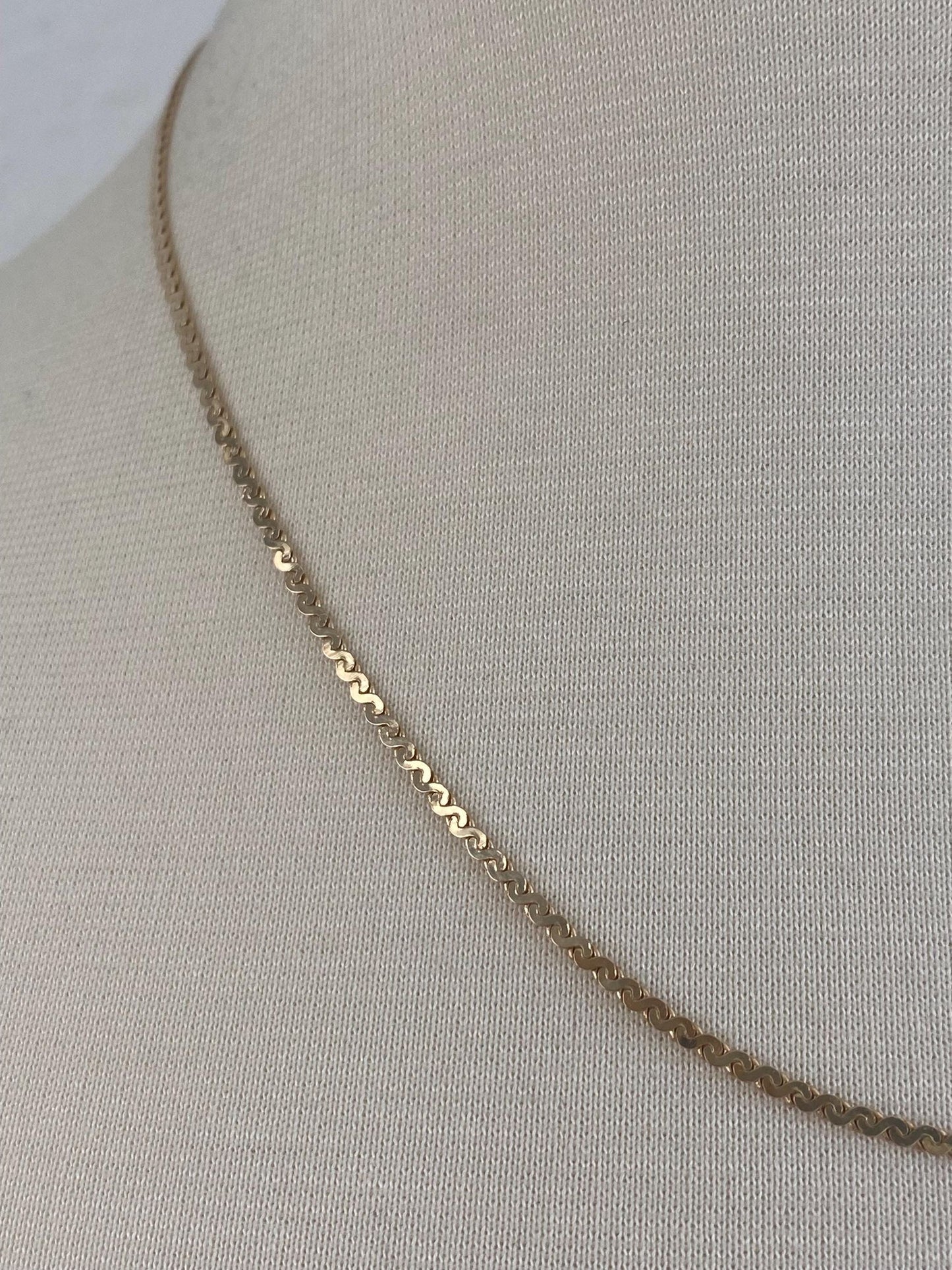 Vintage Solid 14k Yellow Gold Serpentine Chain Necklace - 19 inches