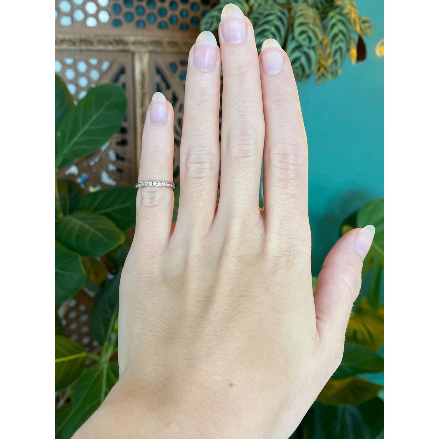 Vintage Solid 14k Rose Gold Cubic Zirconia Open Ring - Size 2.5