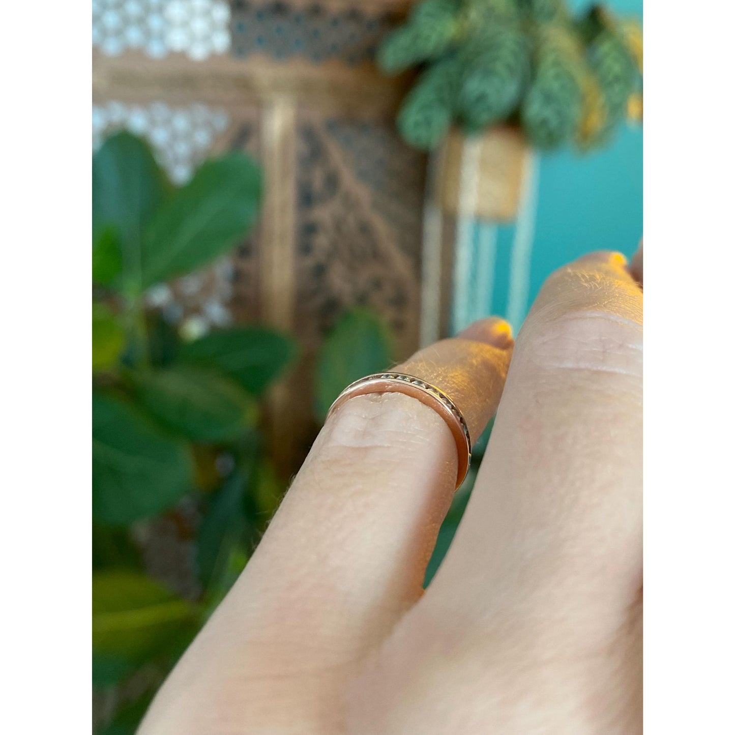 Vintage Solid 14k Rose Gold Cubic Zirconia Open Ring - Size 2.5