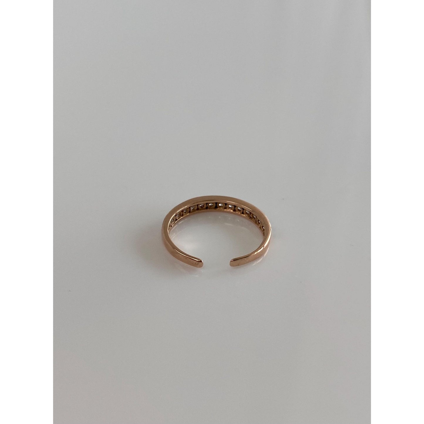 Vintage Solid 14k Rose Gold Cubic Zirconia Open Ring - Size 2.5