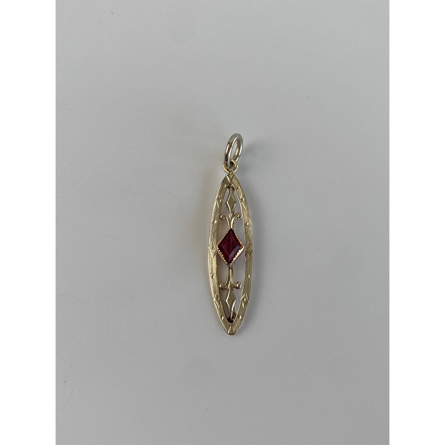 Vintage Solid 14k White & Yellow Gold Pink Cubic Zirconia Charm