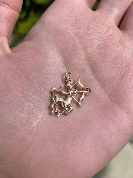 Vintage Solid 14k Yellow Gold Zodiac Astrology Sagittarius Charm