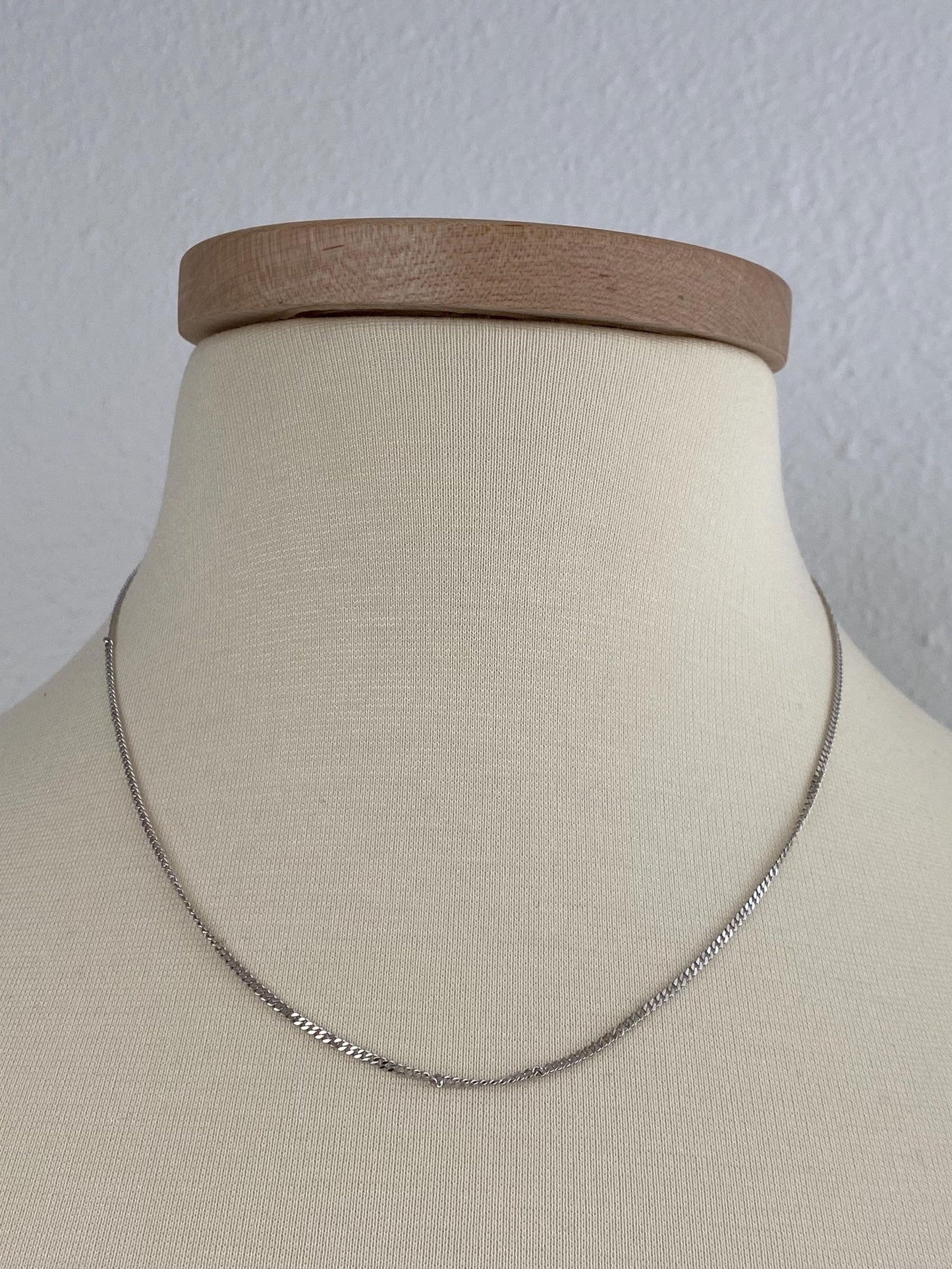 Vintage Solid 14k White Gold Tight Curb Chain Necklace - 18.25 inches