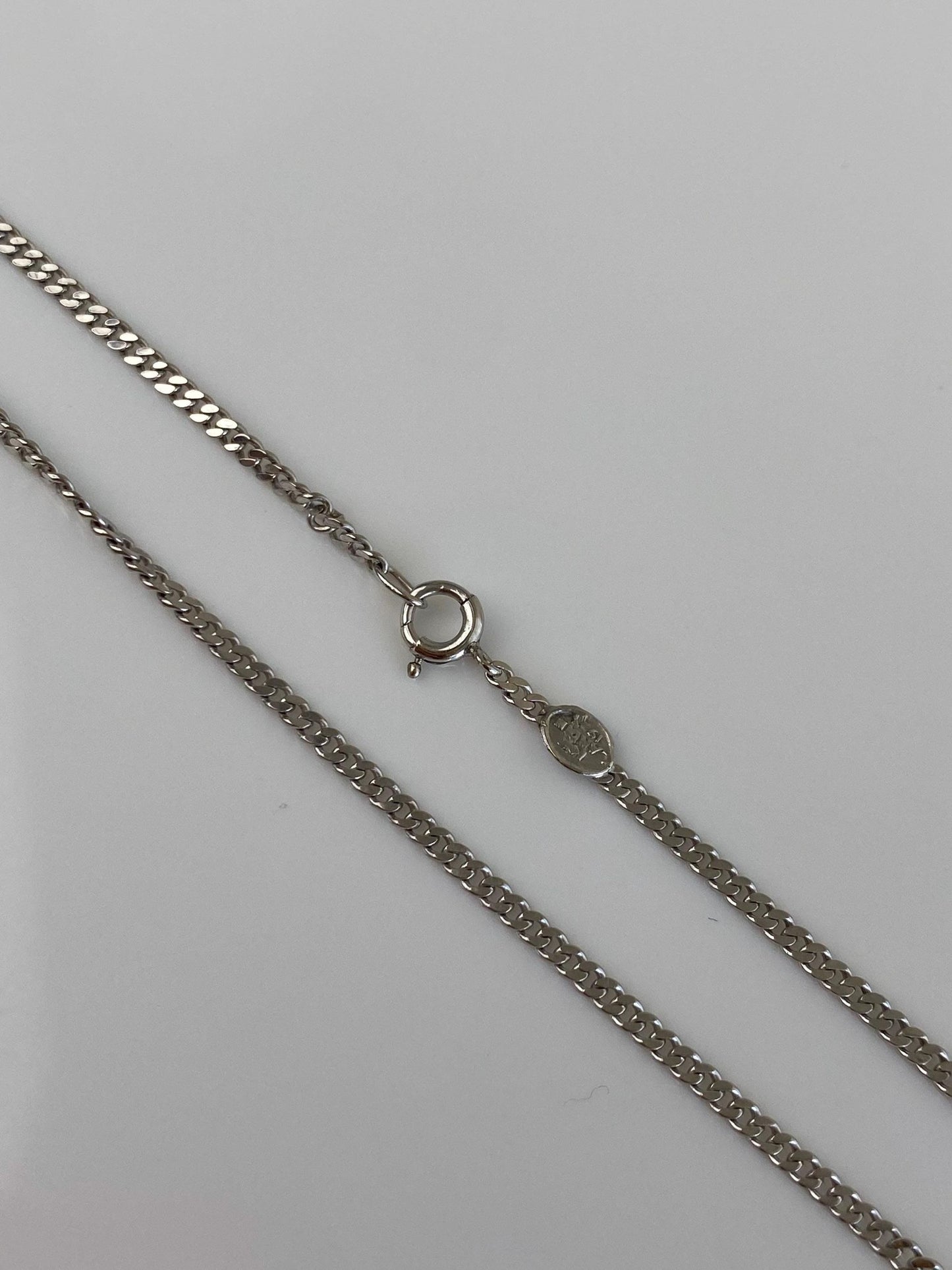 Vintage Solid 14k White Gold Tight Curb Chain Necklace - 18.25 inches