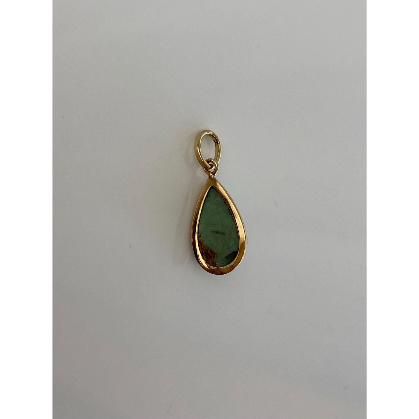 Vintage Solid 14k Yellow Gold Turquoise Teardrop Charm