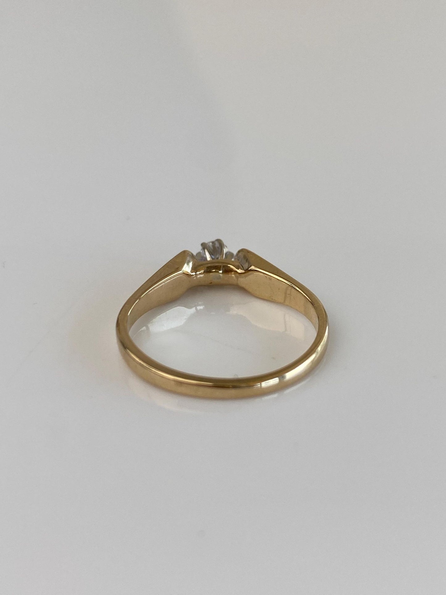 Vintage Solid 14k White & Yellow Gold Diamond Ring - Size 6.25
