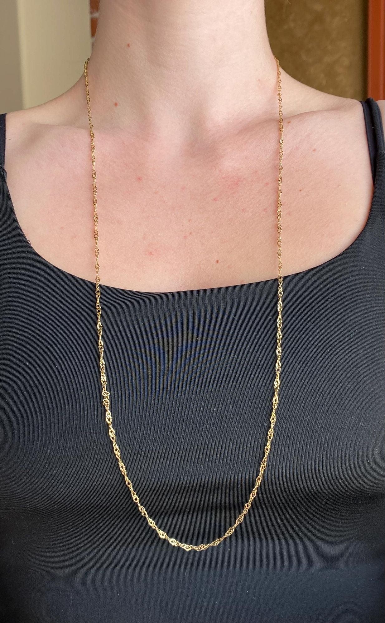 Vintage Solid 18k Yellow Gold Loose Weave Twist Chain Necklace - 31.75 inches