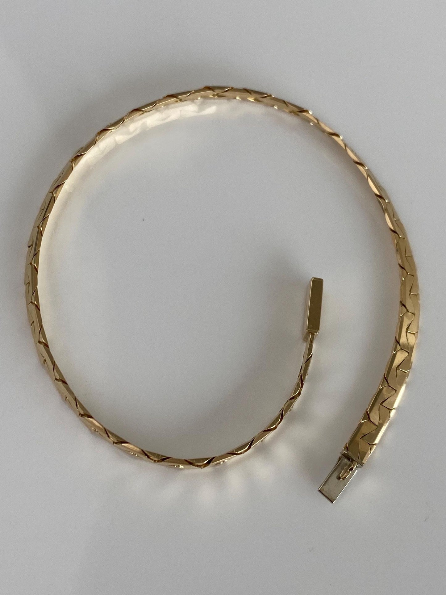 Vintage Solid 14k Yellow Gold Flat C Link Chain Bracelet - 8 inches