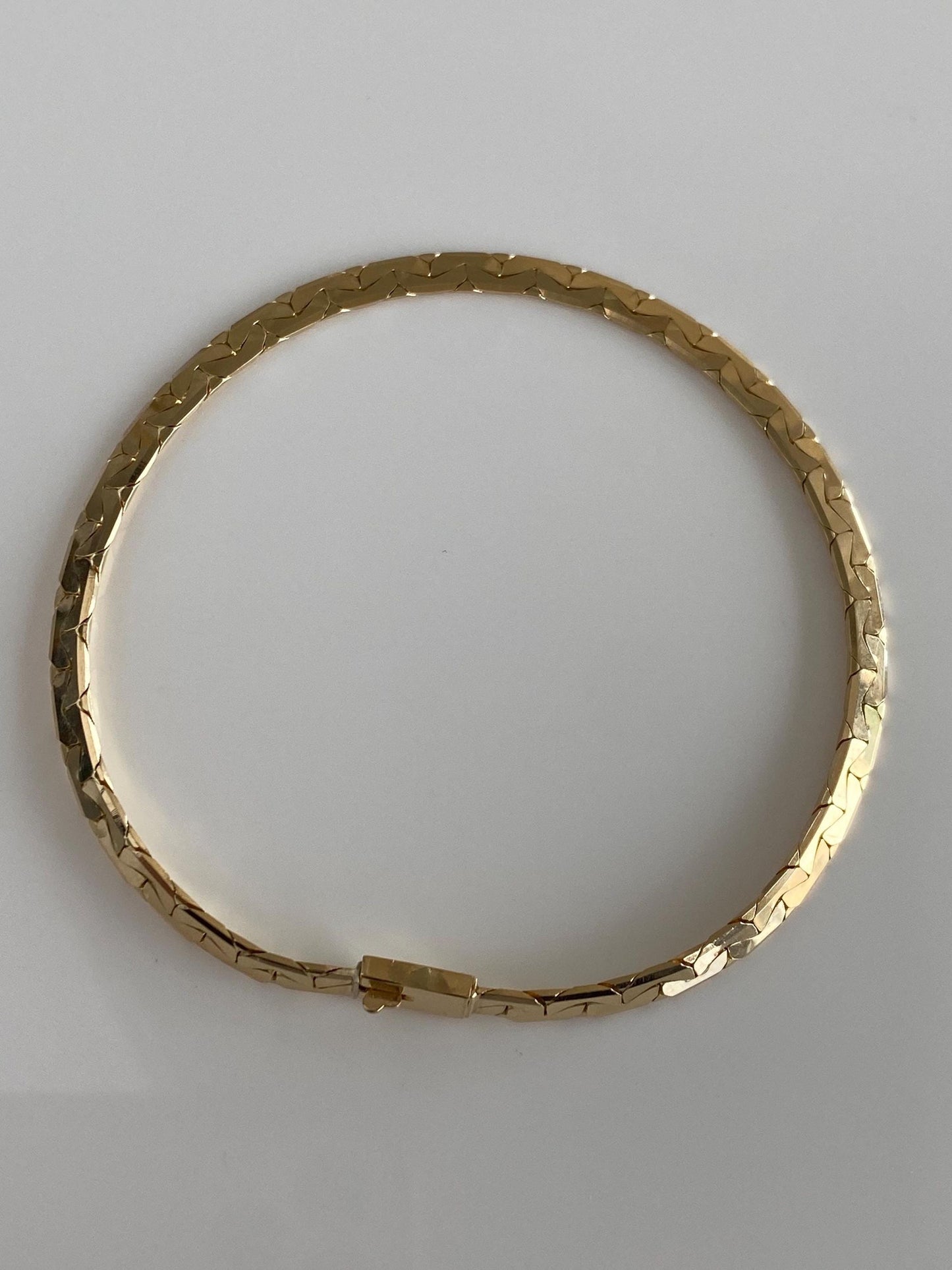 Vintage Solid 14k Yellow Gold Flat C Link Chain Bracelet - 8 inches