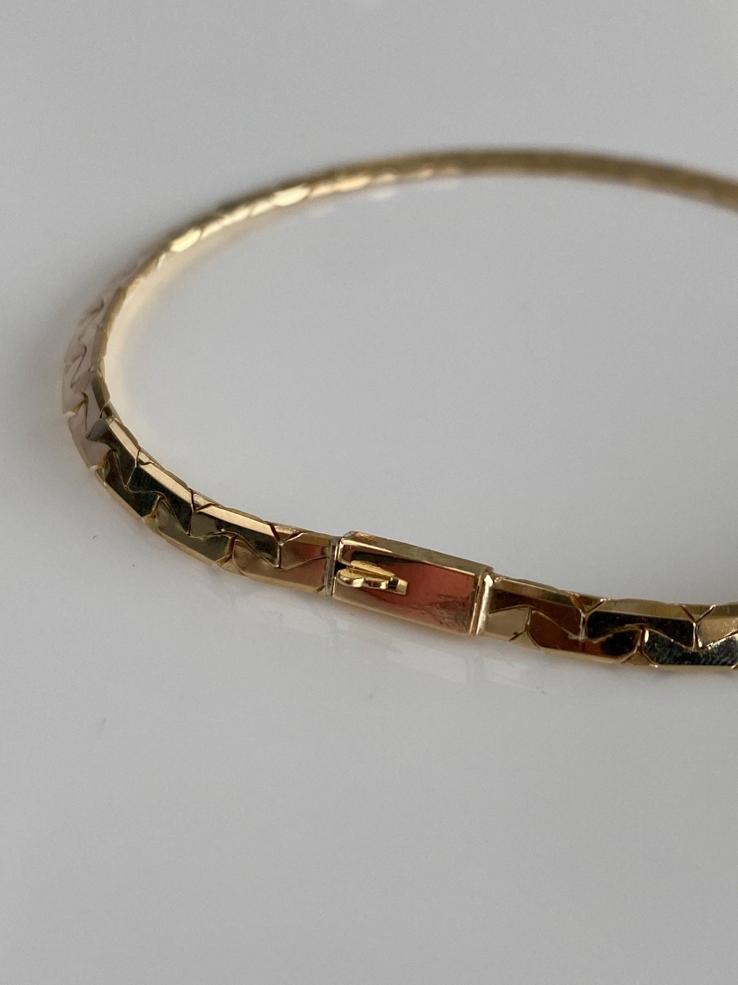 Vintage Solid 14k Yellow Gold Flat C Link Chain Bracelet - 8 inches
