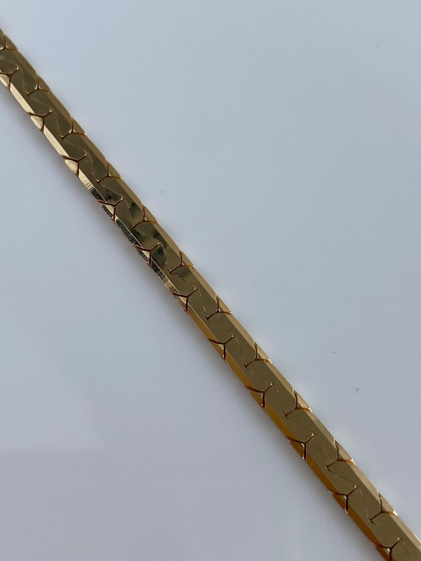 Vintage Solid 14k Yellow Gold Flat C Link Chain Bracelet - 8 inches