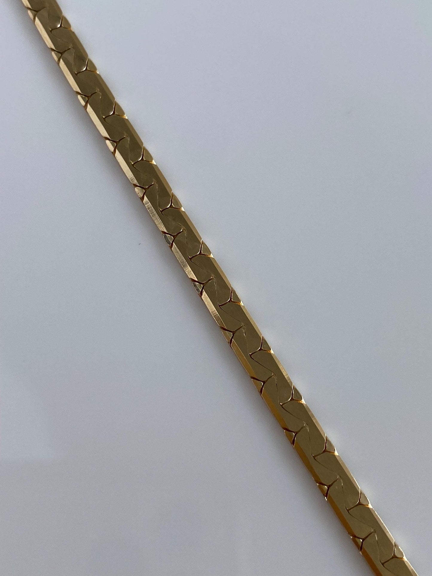 Vintage Solid 14k Yellow Gold Flat C Link Chain Bracelet - 8 inches