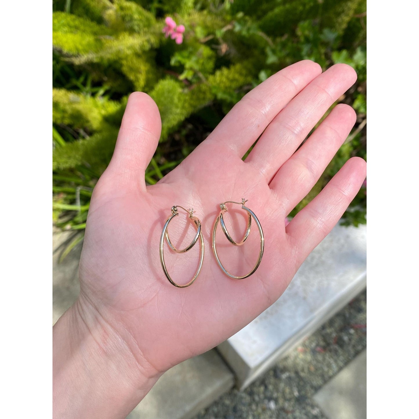 Vintage 14k Yellow Gold Layered Twist Hoop Earrings