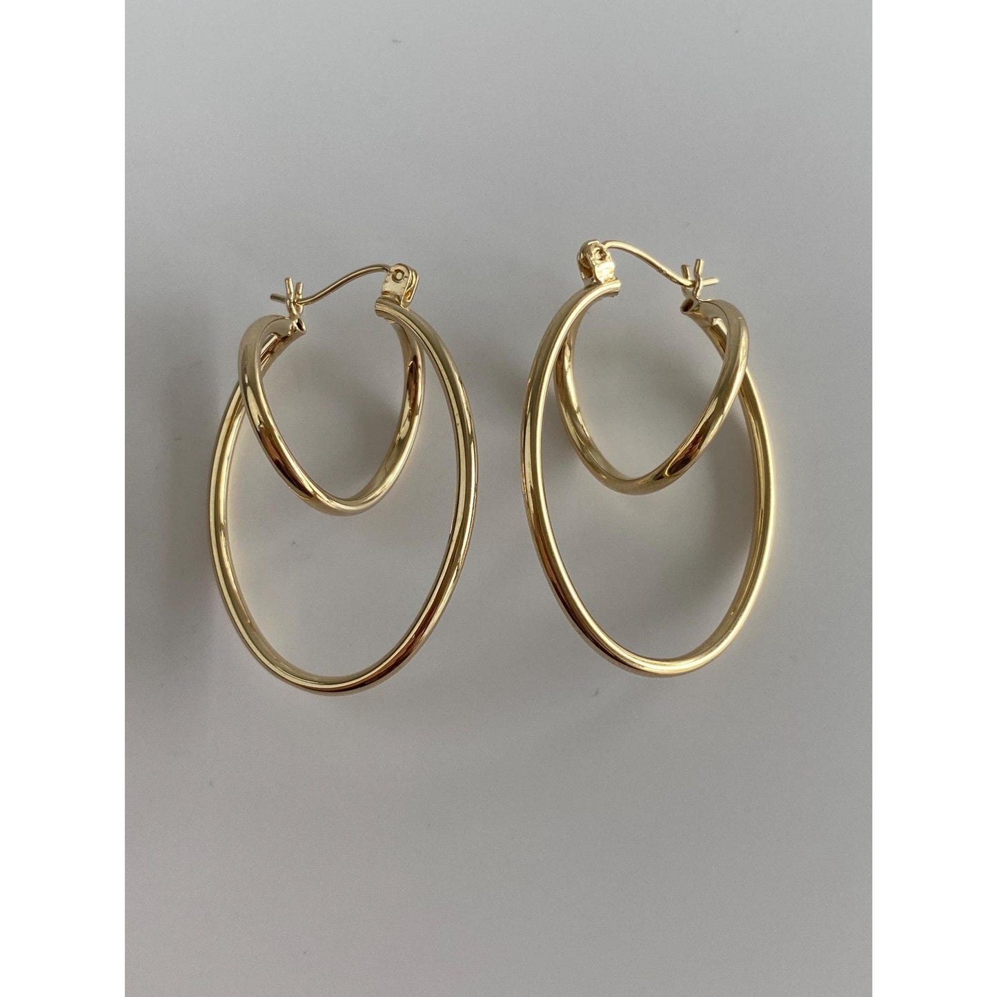Vintage 14k Yellow Gold Layered Twist Hoop Earrings