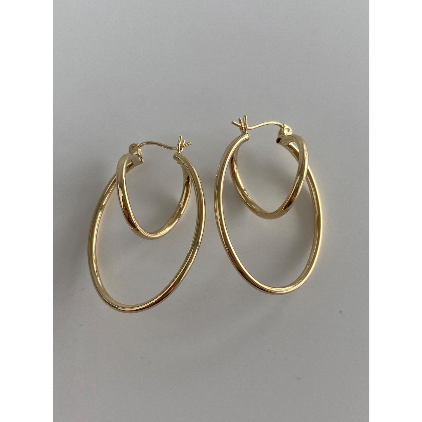 Vintage 14k Yellow Gold Layered Twist Hoop Earrings