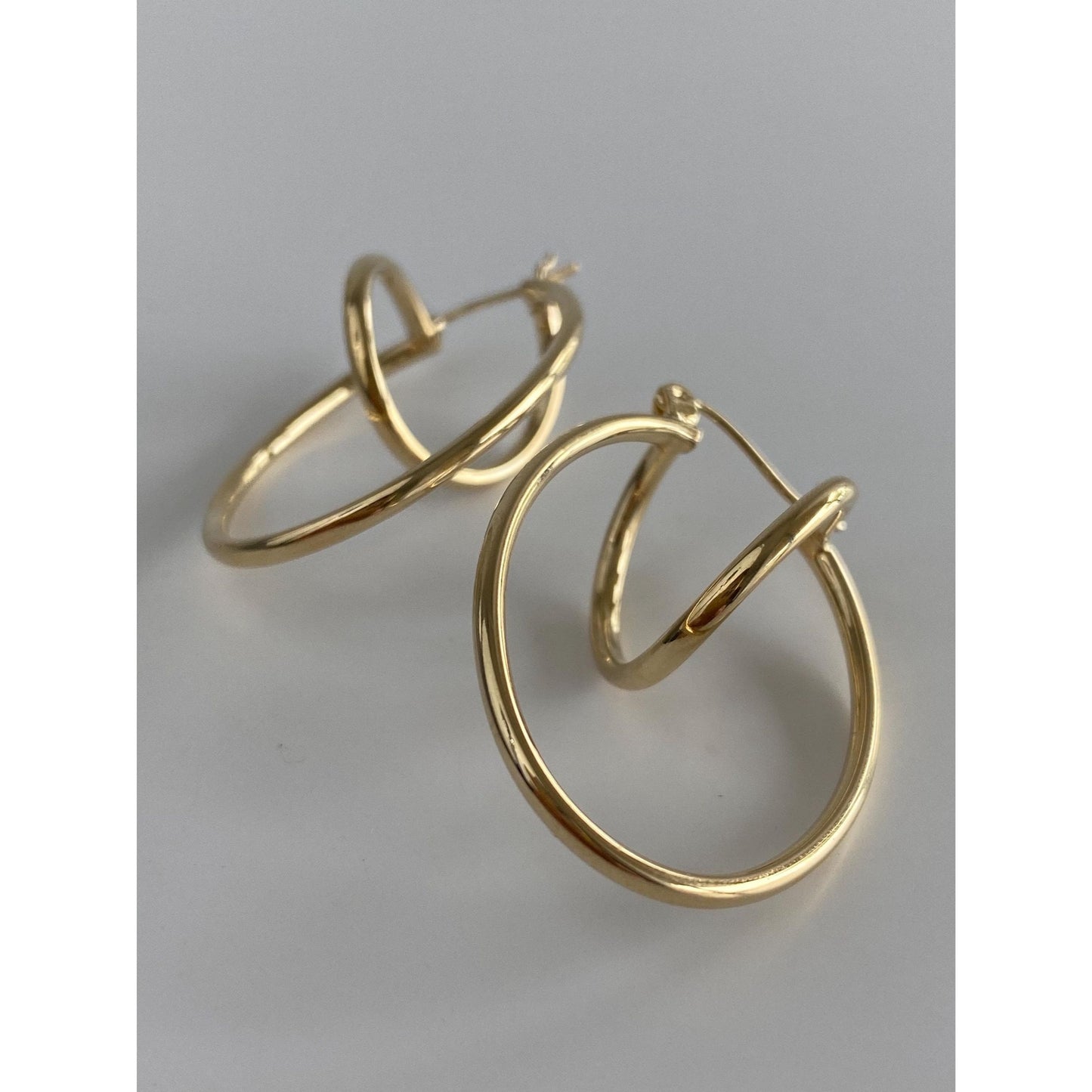 Vintage 14k Yellow Gold Layered Twist Hoop Earrings