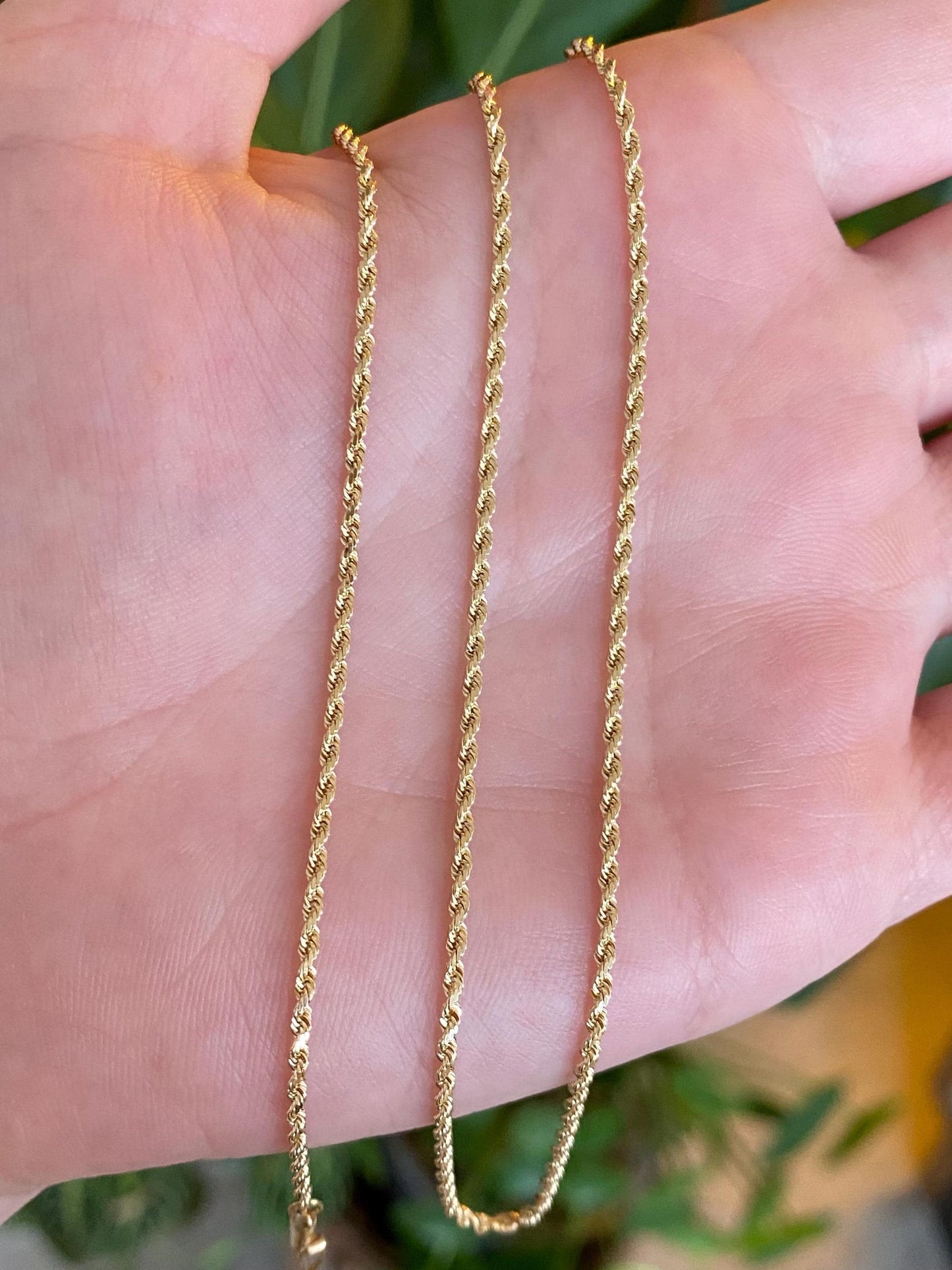 Vintage Solid 14k Yellow Gold Slim Rope Chain Necklace - 20 inches