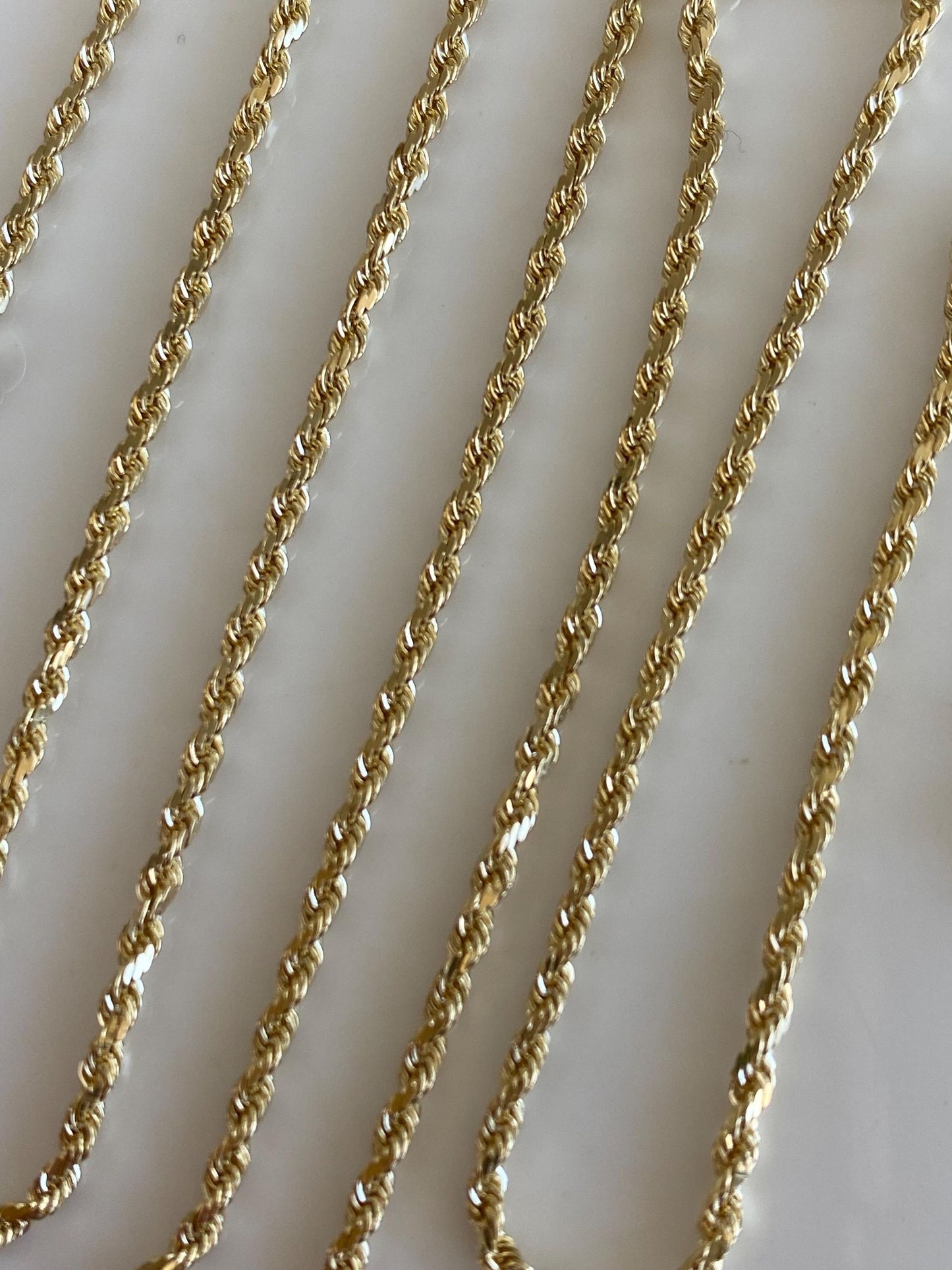 Vintage Solid 14k Yellow Gold Slim Rope Chain Necklace - 20 inches