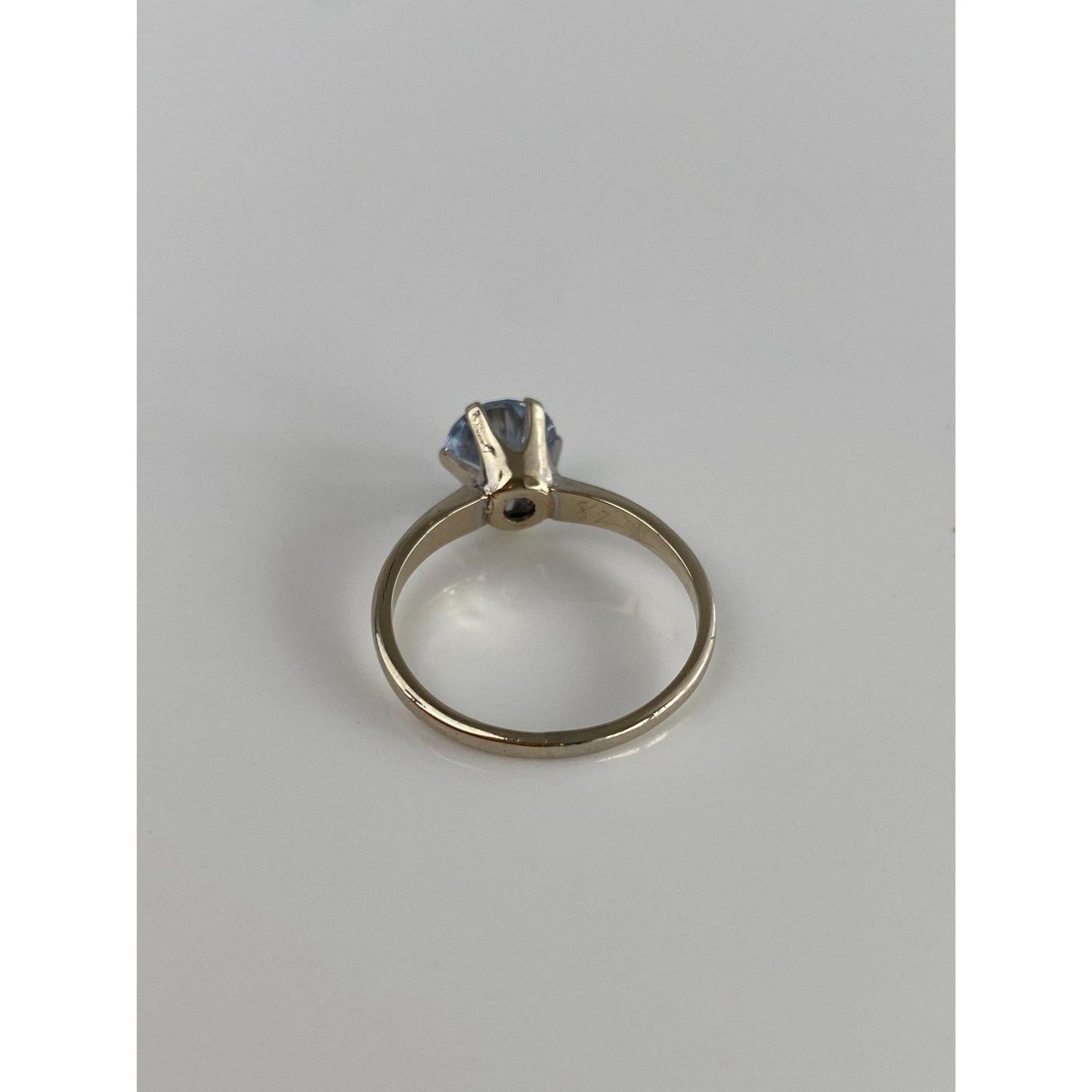 Vintage Solid 10k White Gold Aquamarine Ring - Size 6.75