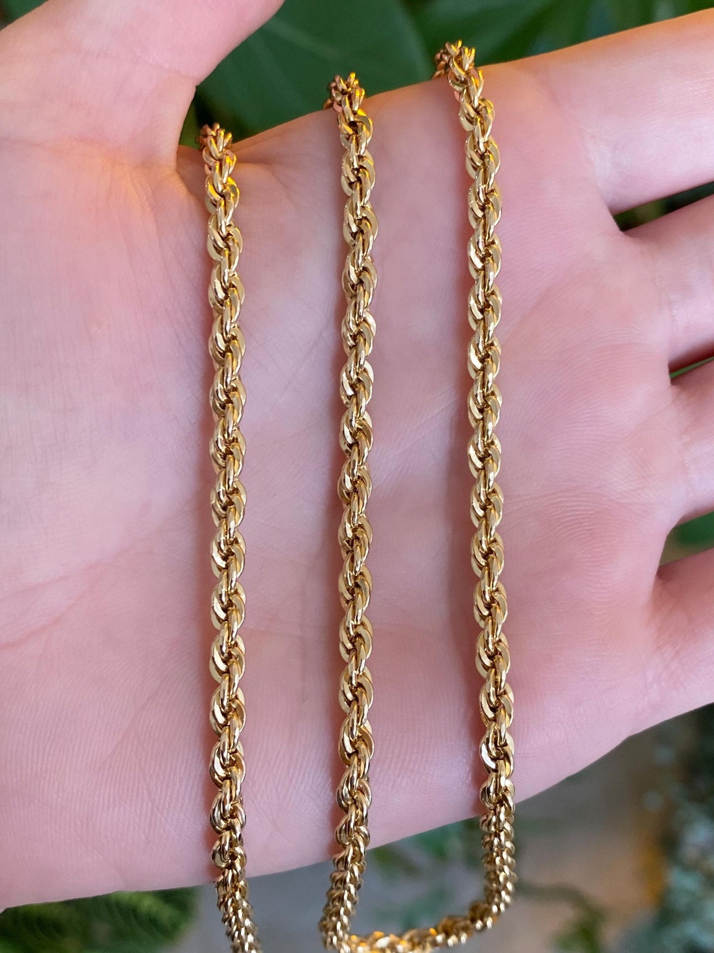 Vintage Solid 14k Yellow Gold Rope Chain Necklace - 24.25 inches