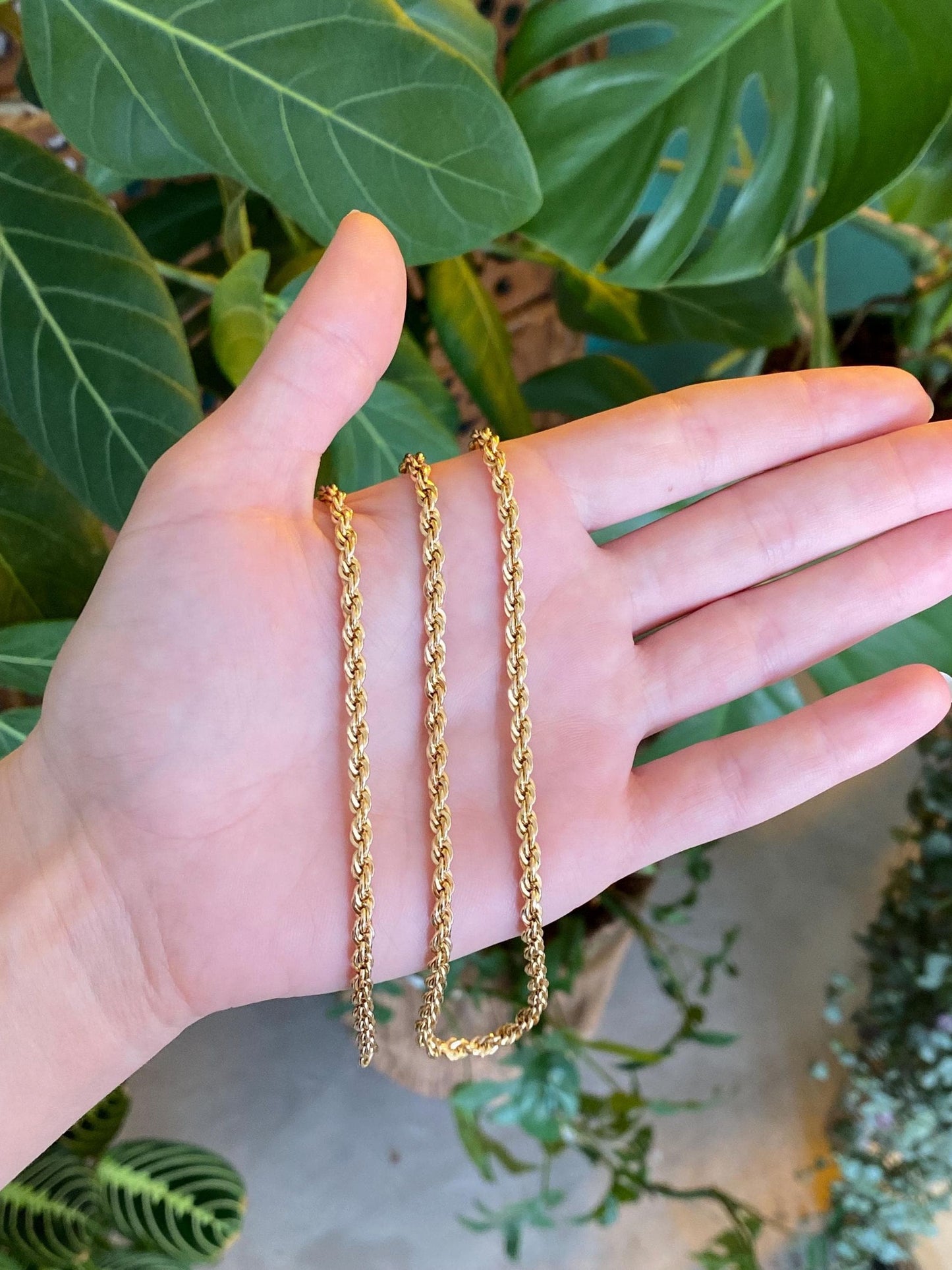 Vintage Solid 14k Yellow Gold Rope Chain Necklace - 24.25 inches