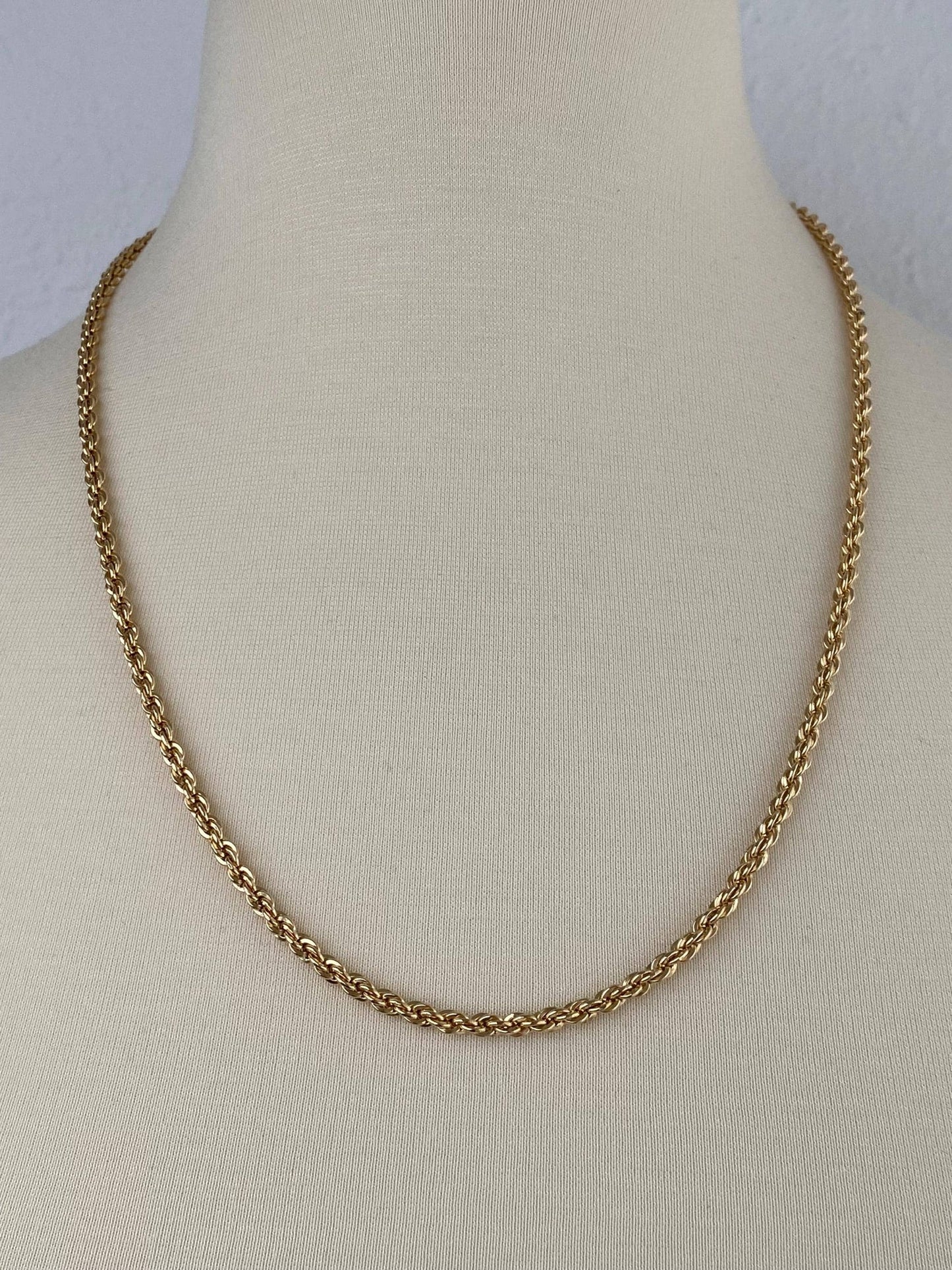 Vintage Solid 14k Yellow Gold Rope Chain Necklace - 24.25 inches