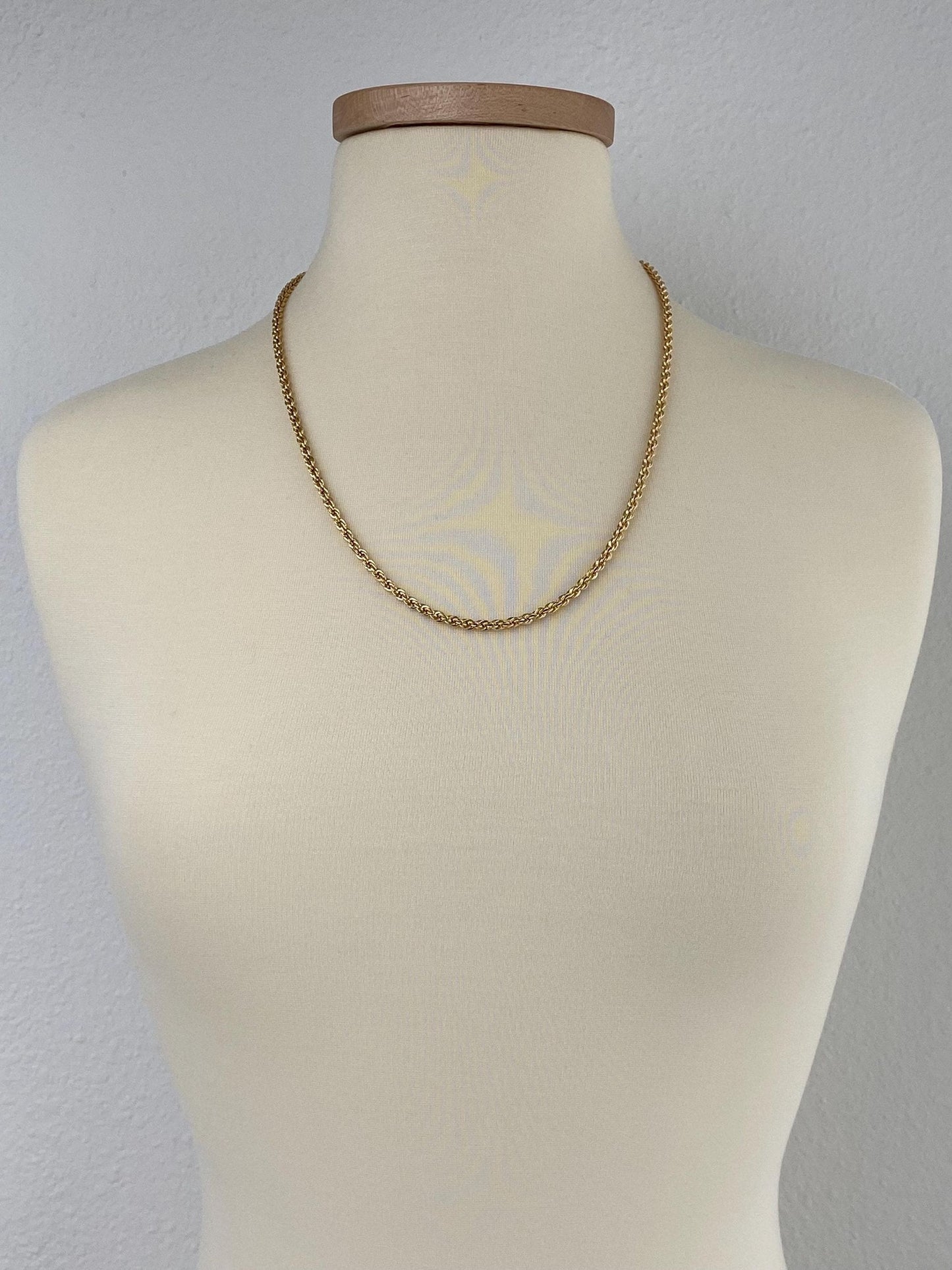 Vintage Solid 14k Yellow Gold Rope Chain Necklace - 24.25 inches
