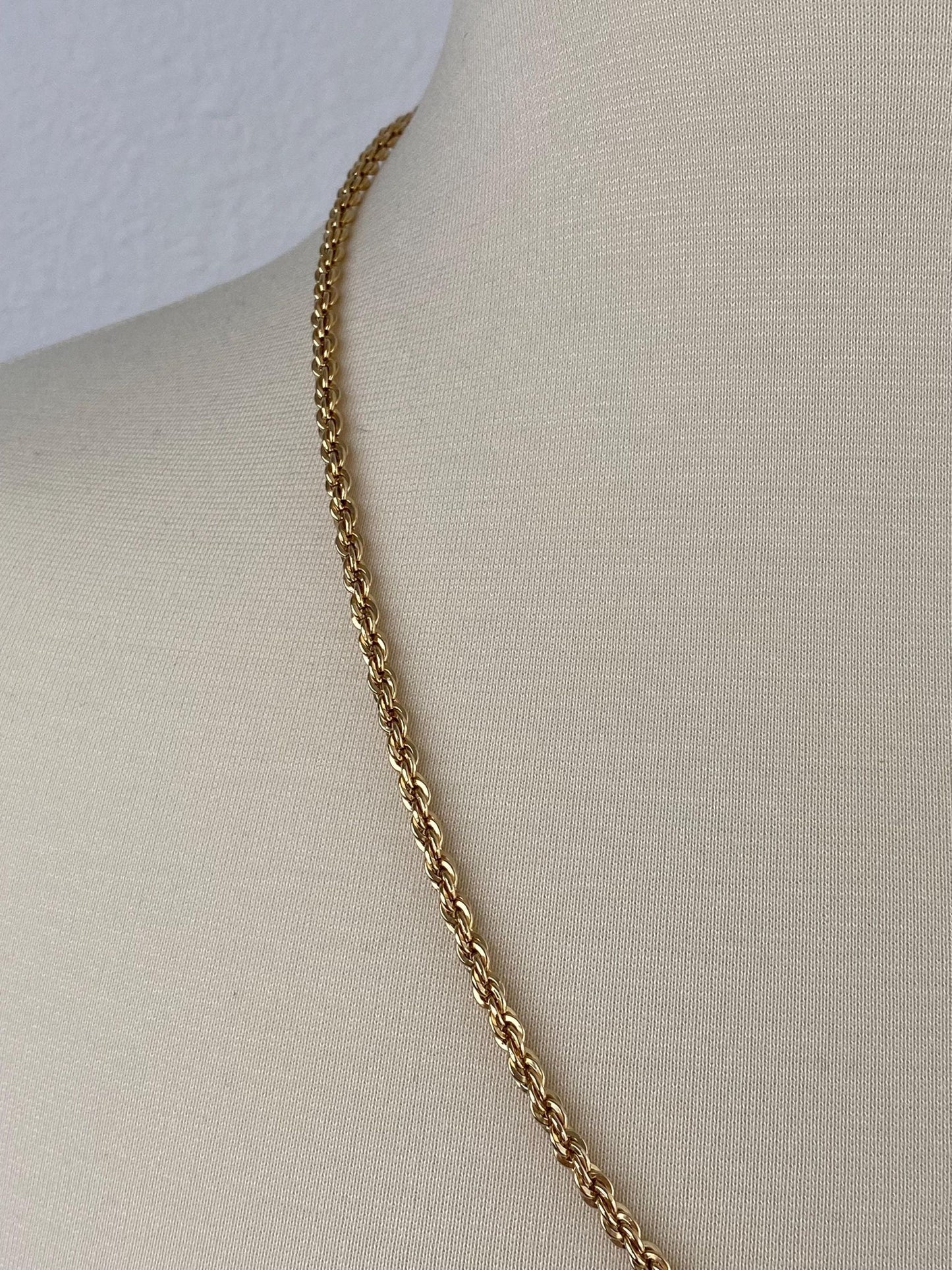 Vintage Solid 14k Yellow Gold Rope Chain Necklace - 24.25 inches
