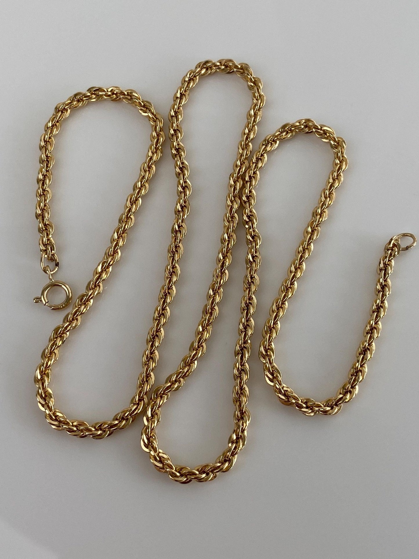 Vintage Solid 14k Yellow Gold Rope Chain Necklace - 24.25 inches