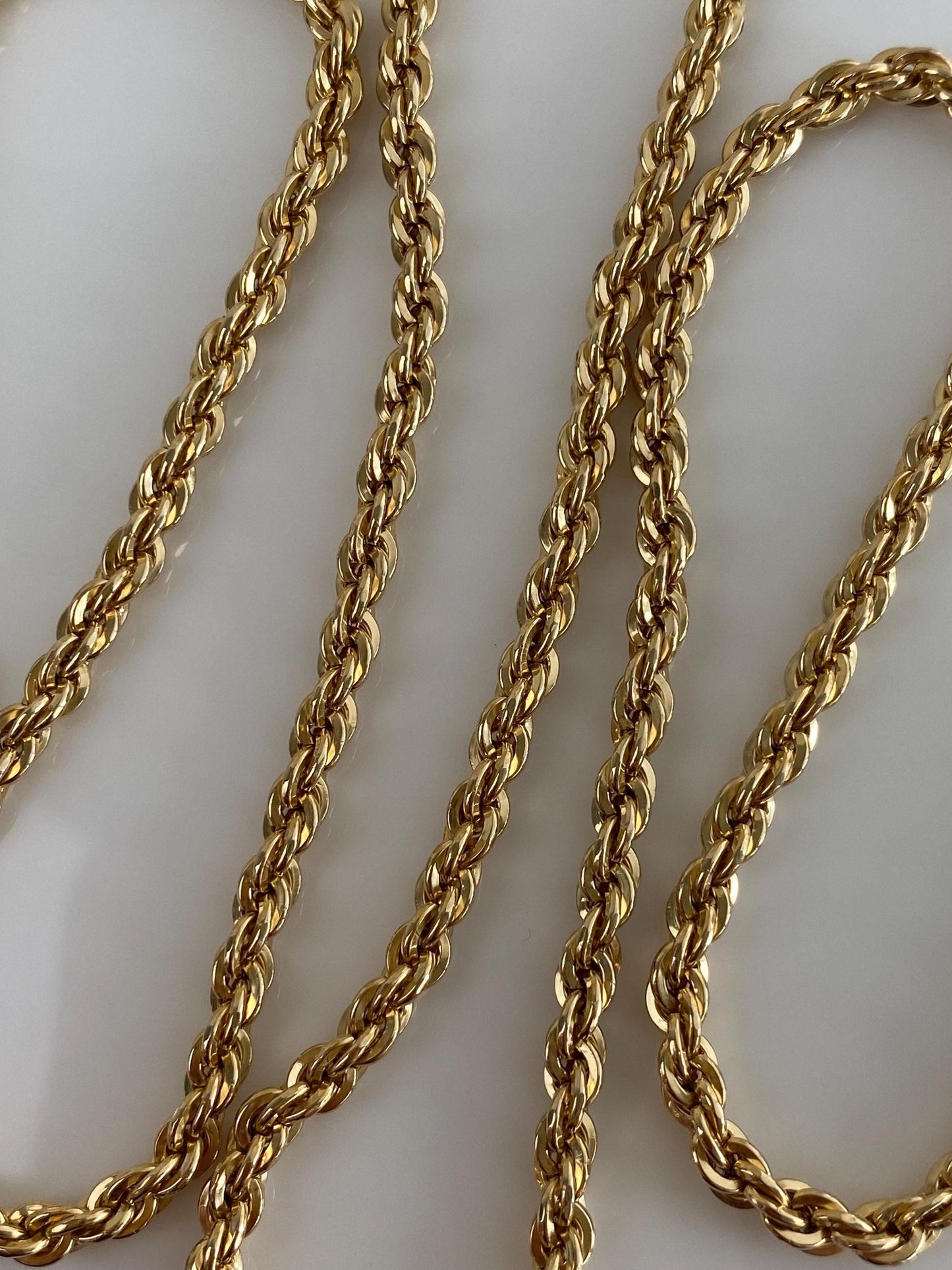 Vintage Solid 14k Yellow Gold Rope Chain Necklace - 24.25 inches
