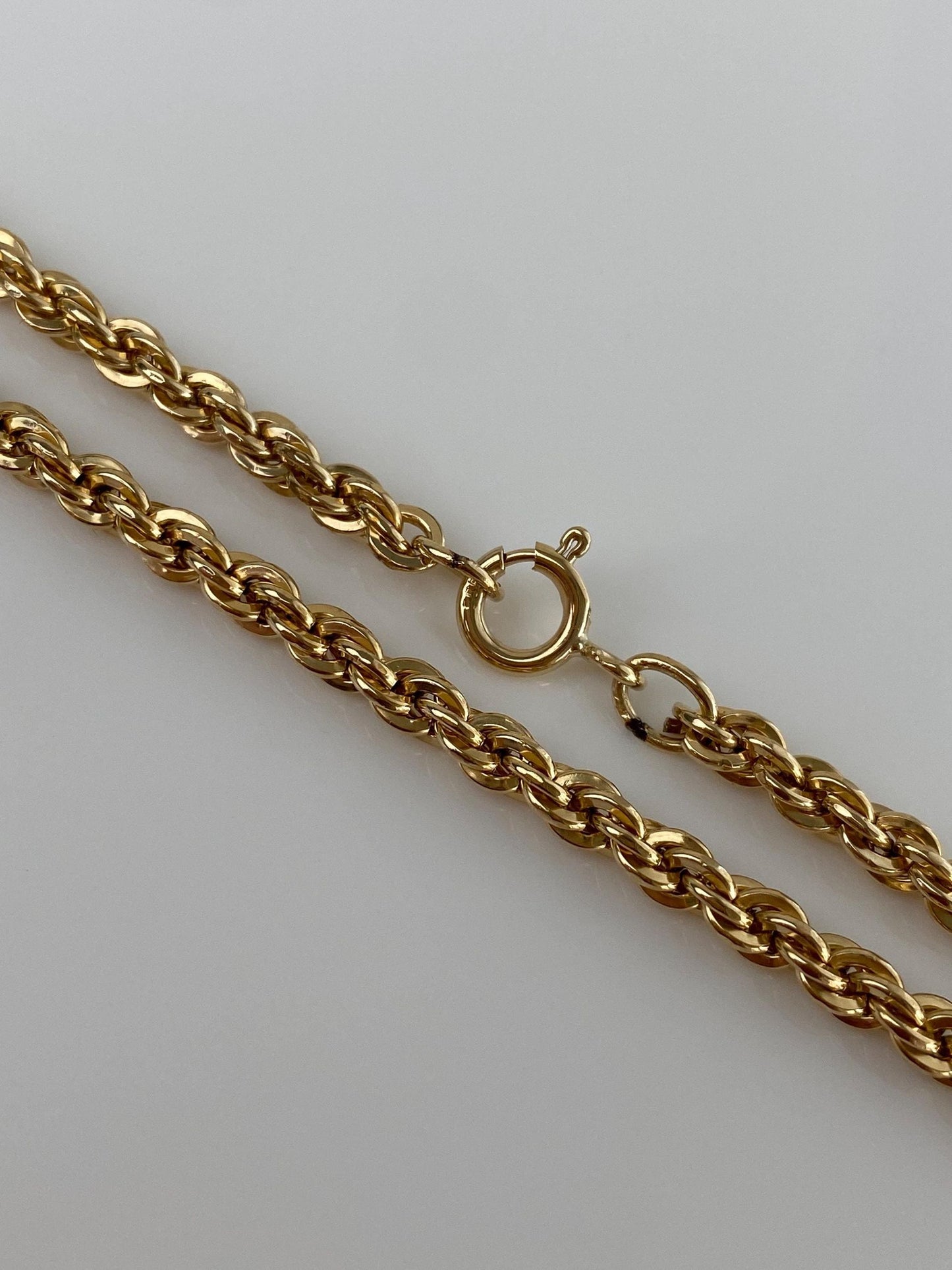 Vintage Solid 14k Yellow Gold Rope Chain Necklace - 24.25 inches
