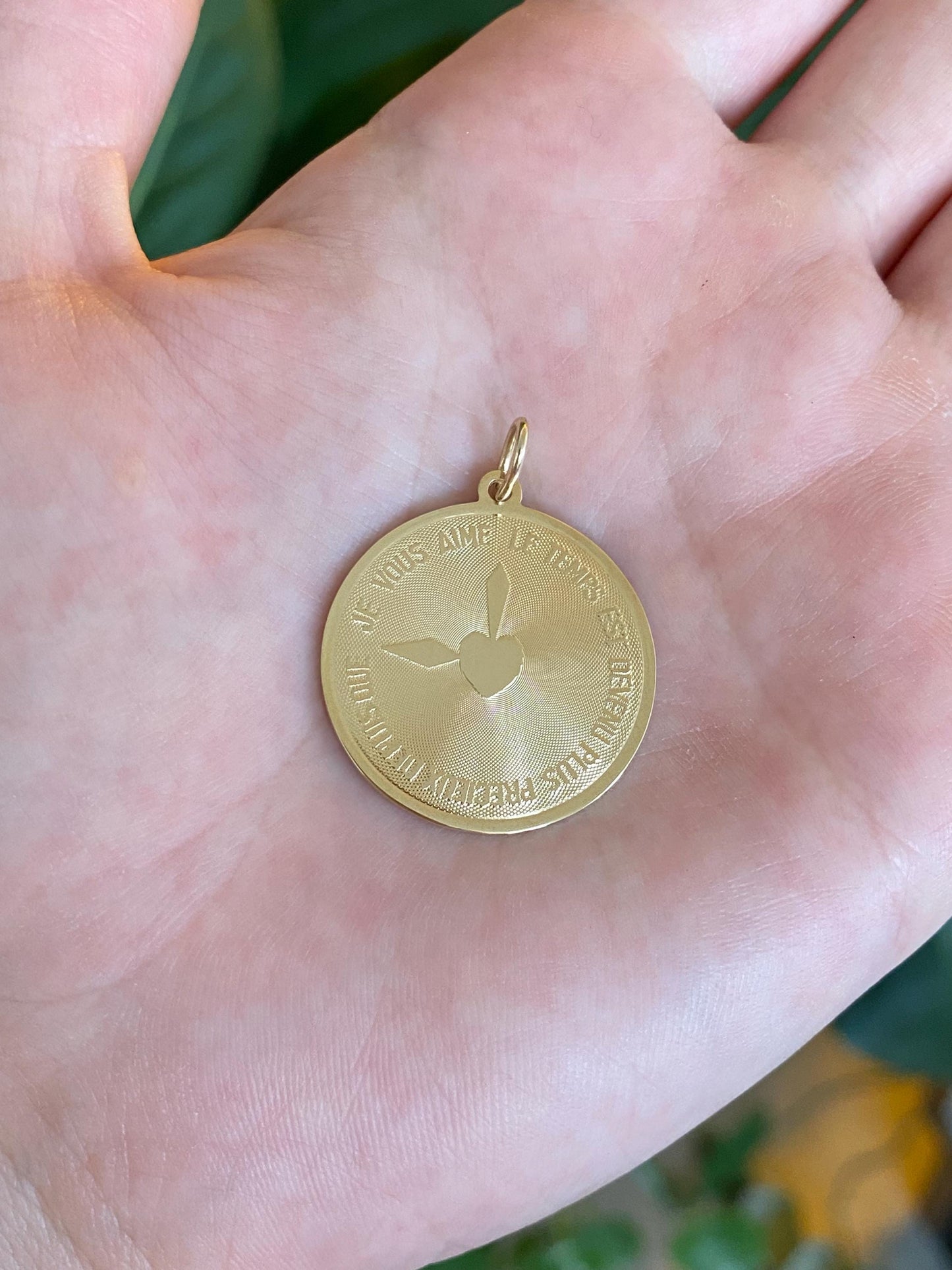 Vintage Solid 14k Yellow Gold French Love Charm