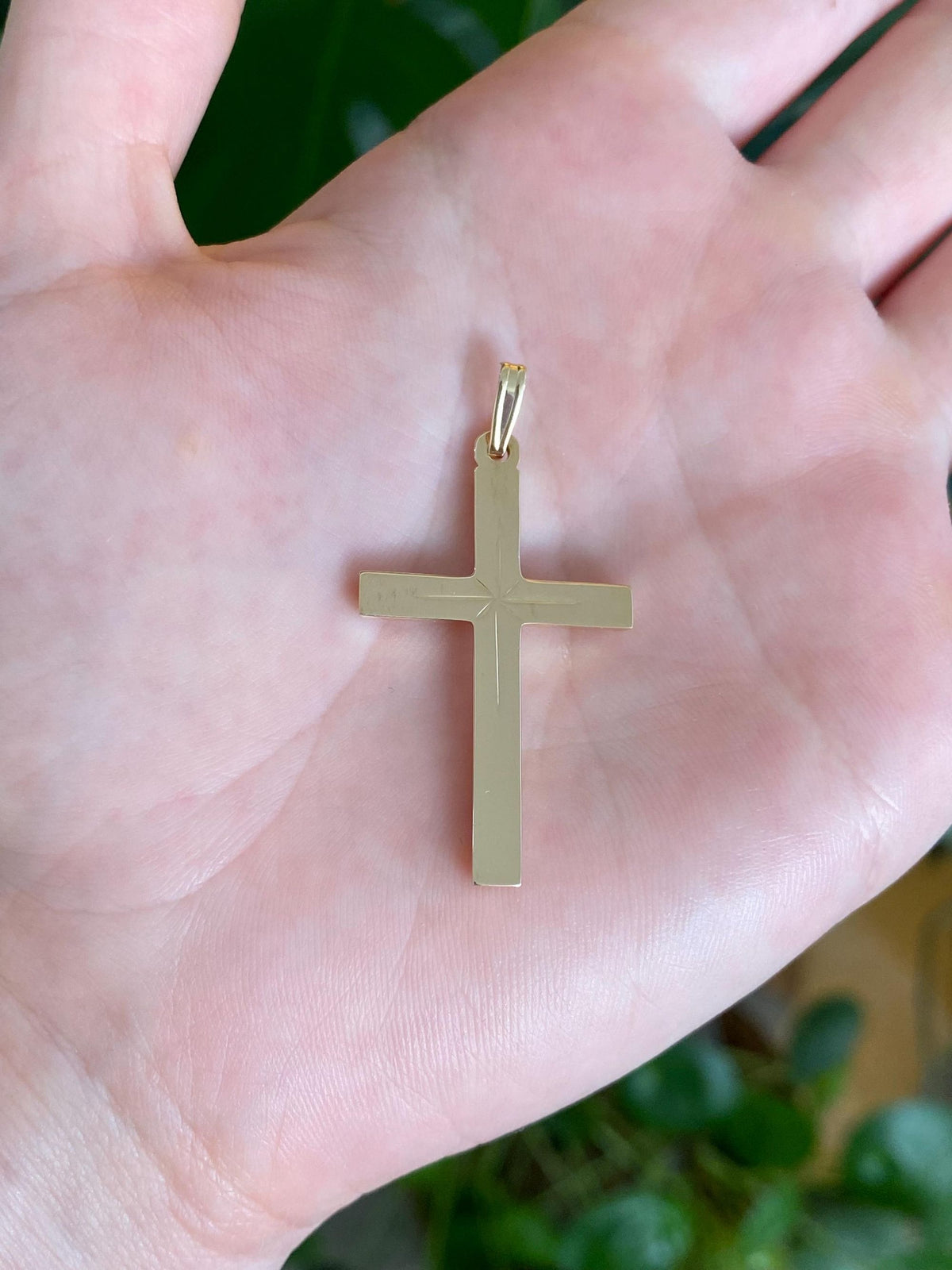 Vintage 14k Yellow Gold Large Cross Charm