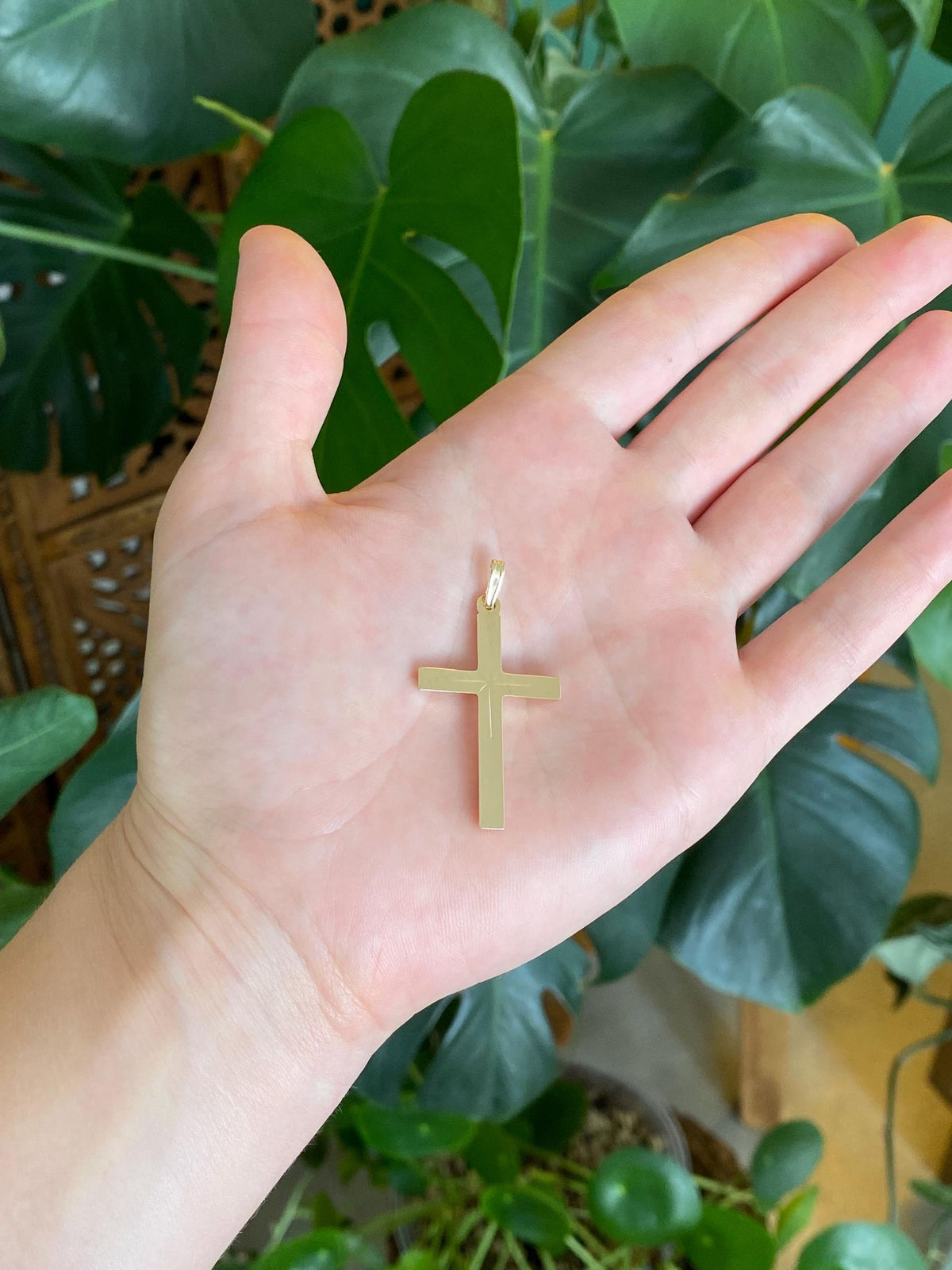 Vintage 14k Yellow Gold Large Cross Charm