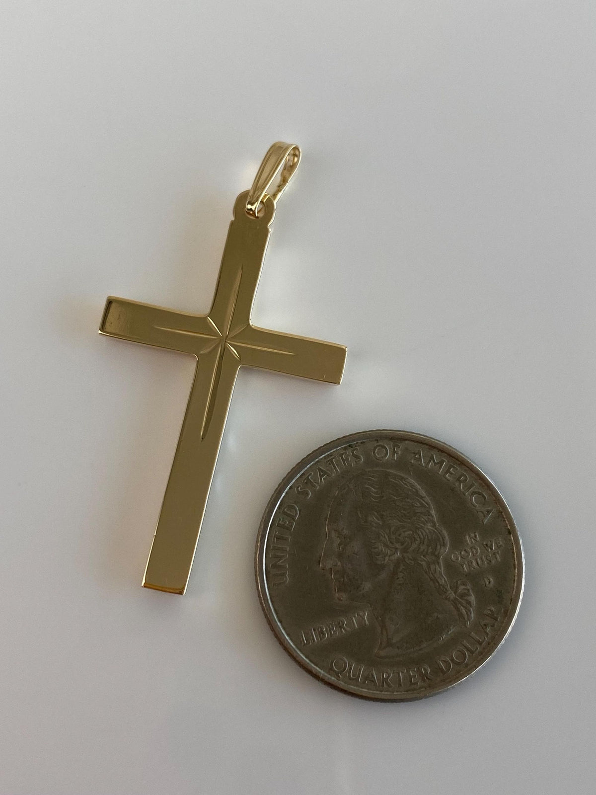 Vintage 14k Yellow Gold Large Cross Charm