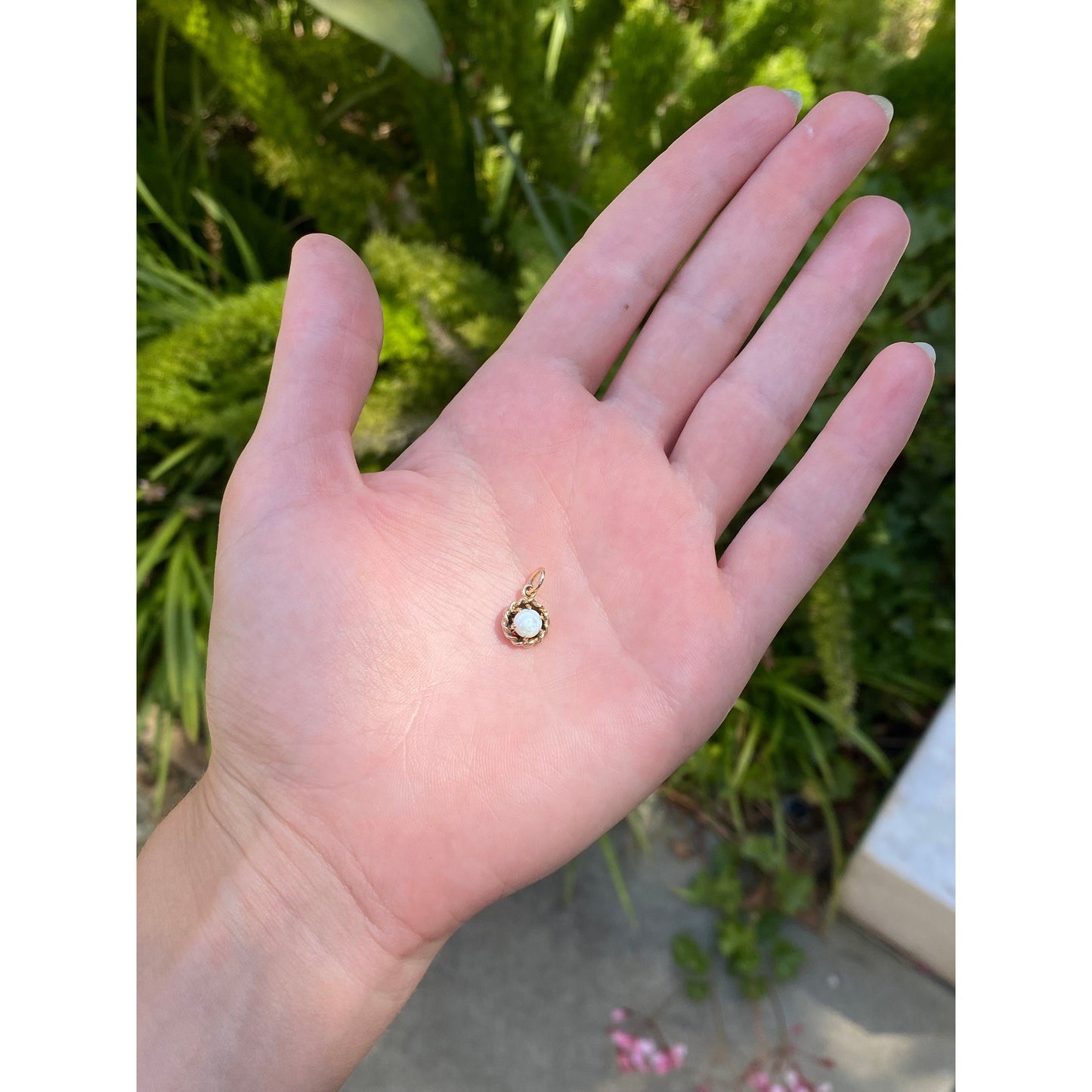 Solid 14k Yellow Gold Opal Charm
